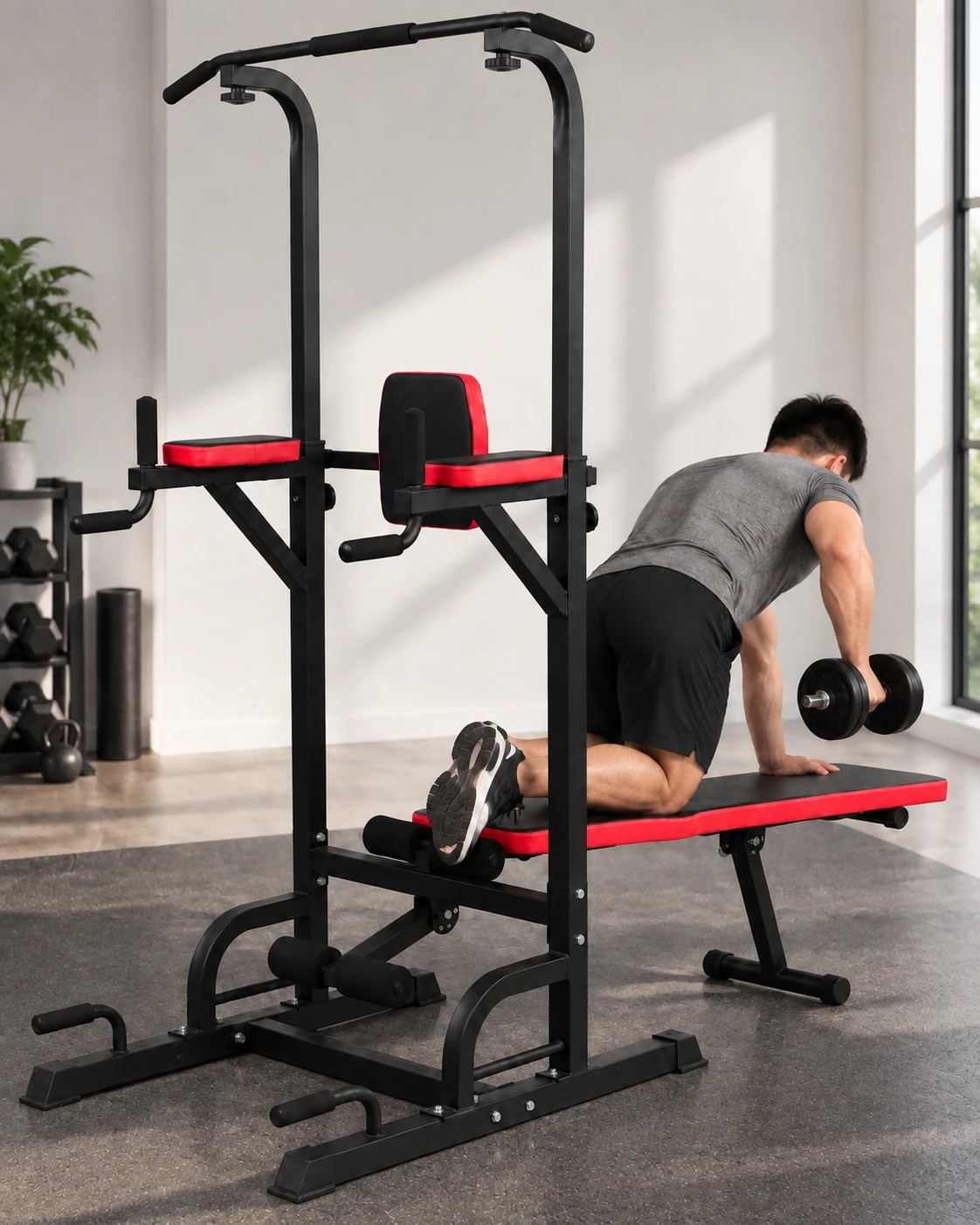 3 Fitness Master Multi Function Power Tower Pull Up Dip Station Bench Home Gym Stand, 3 of 10