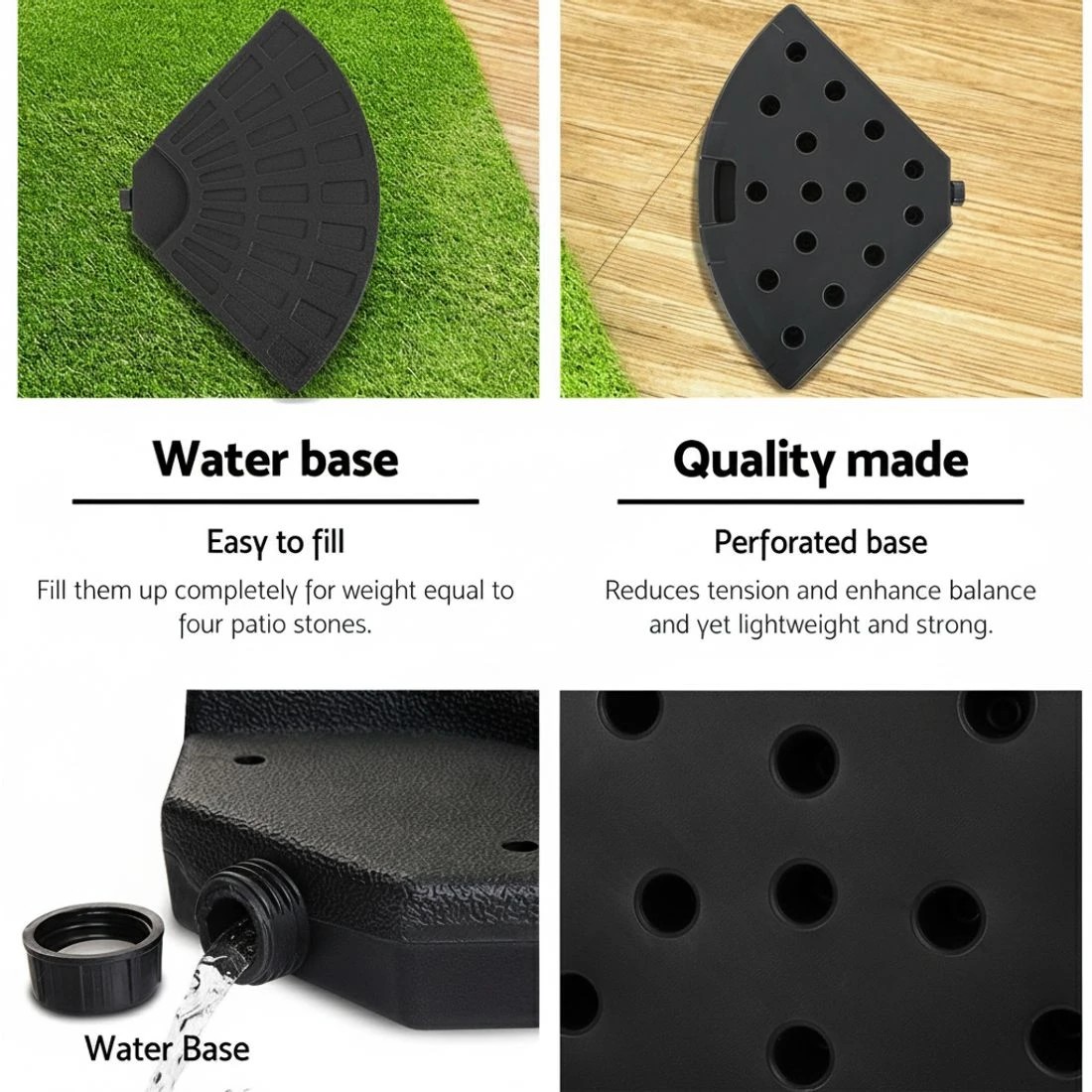 5 Instahut 3m Outdoor Umbrella w/Base Cantilever Garden Patio Beach - Black, 5 of 6