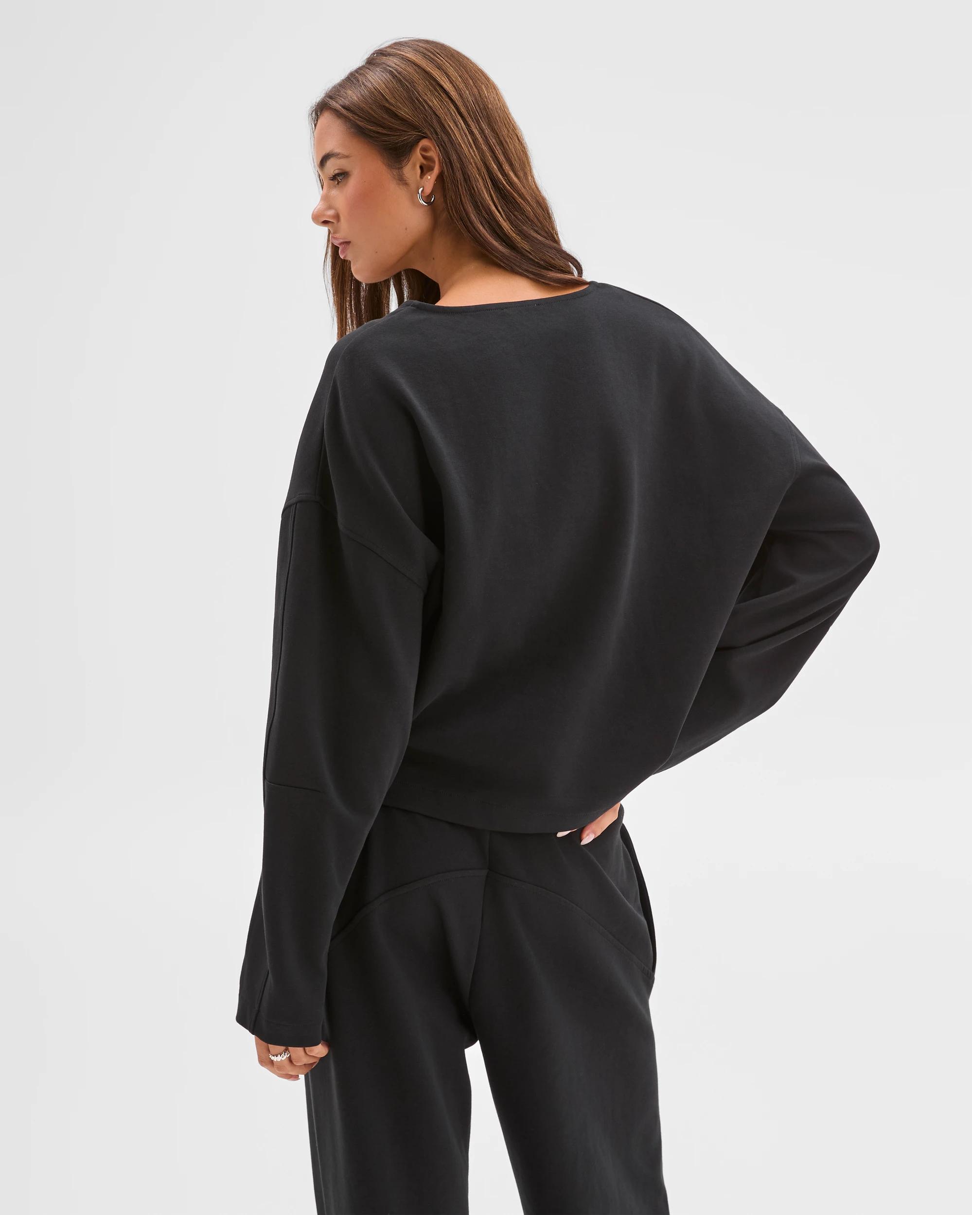 6 Lily Loves Australian Cotton Blend V-Neck Jumper BLACK, 6 of 6