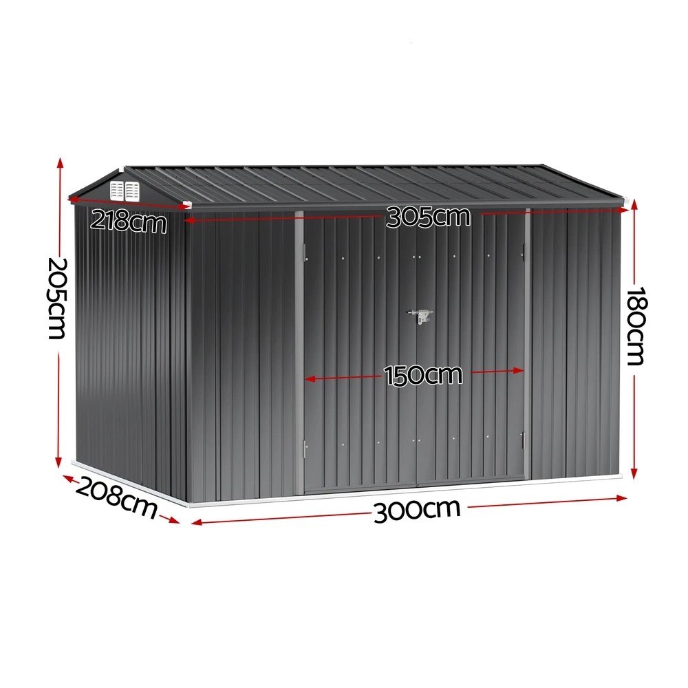2 Giantz Garden Shed 3x2.18M Outdoor Storage Sheds Tool Workshop House - Black, 2 of 2