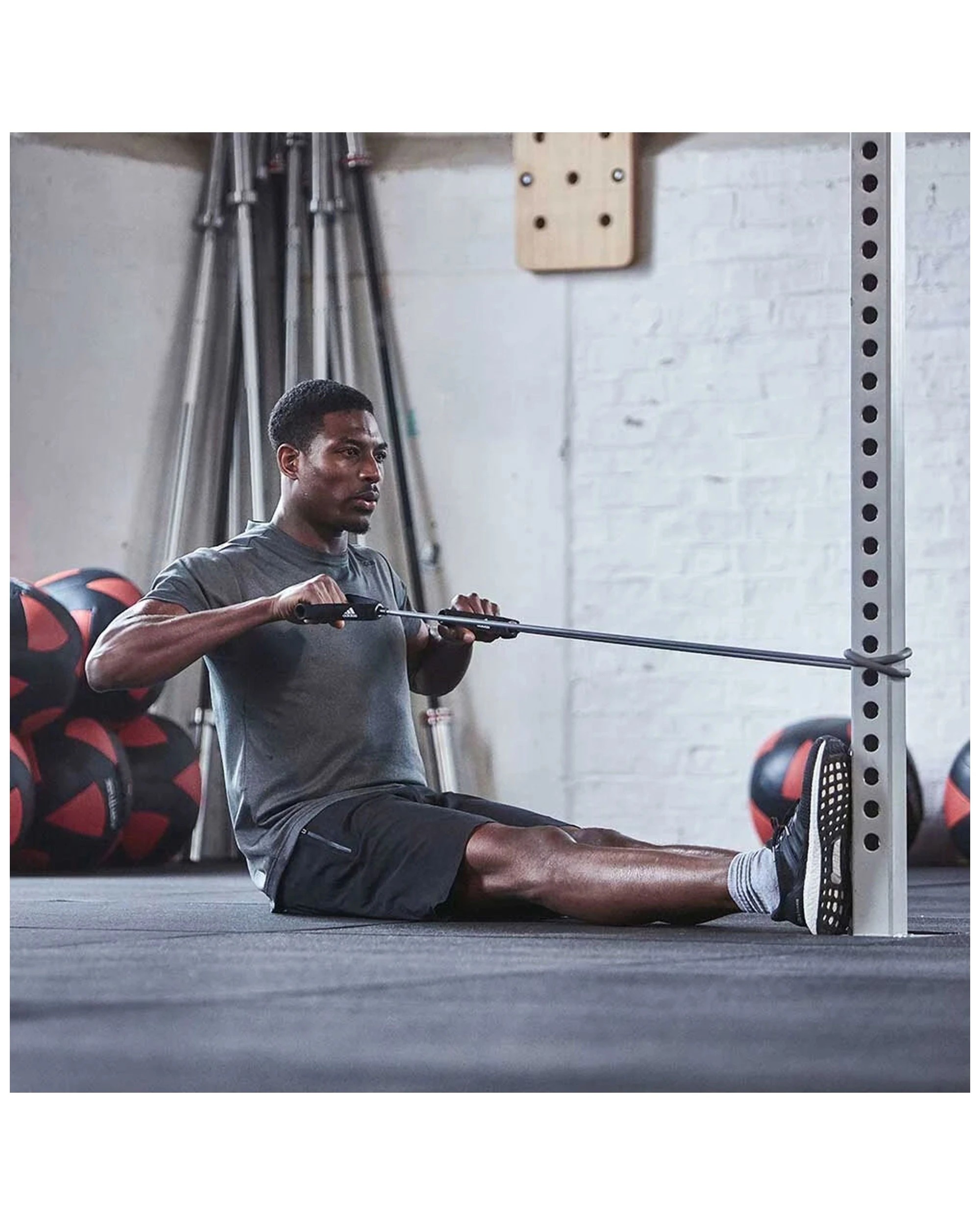 7 Adidas Resistance Tube - Level 3 Comfort Grip Handles Strength And Tone - Grey, 7 of 8