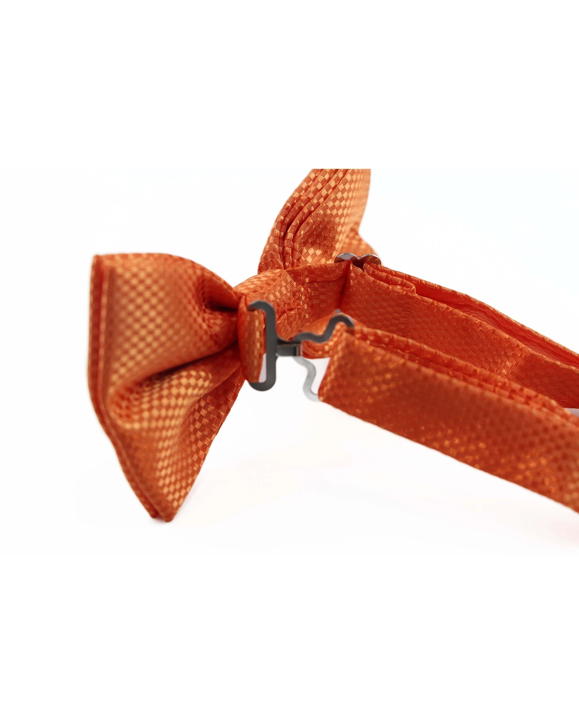 2 Zasel Mens Orange Disco Shine Checkered Patterned Bow Tie - Orange, 2 of 4