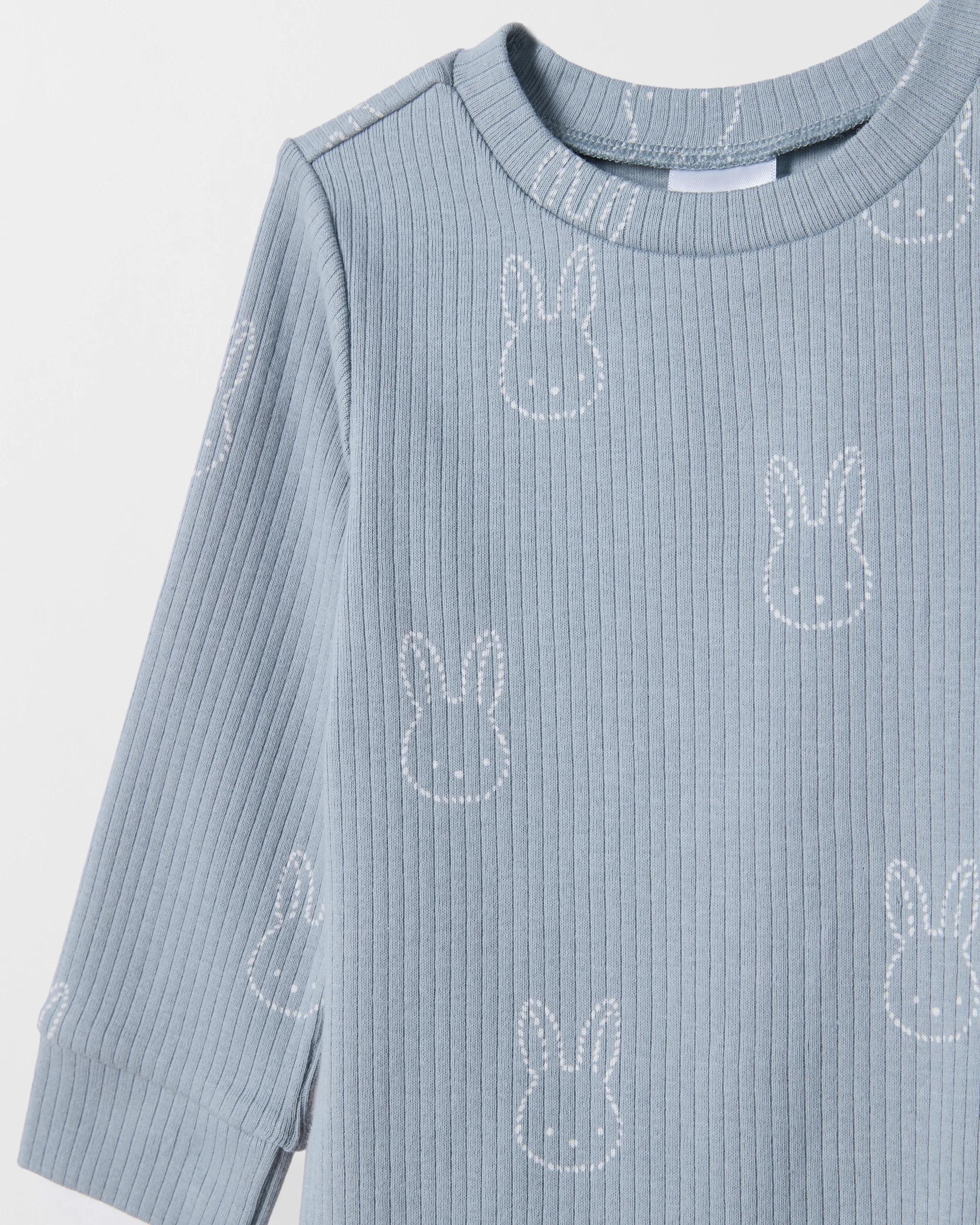 4 Target Baby Baby Organic Cotton Rib Bodysuit and Leggings Set TEAL BUNNY, 4 of 5