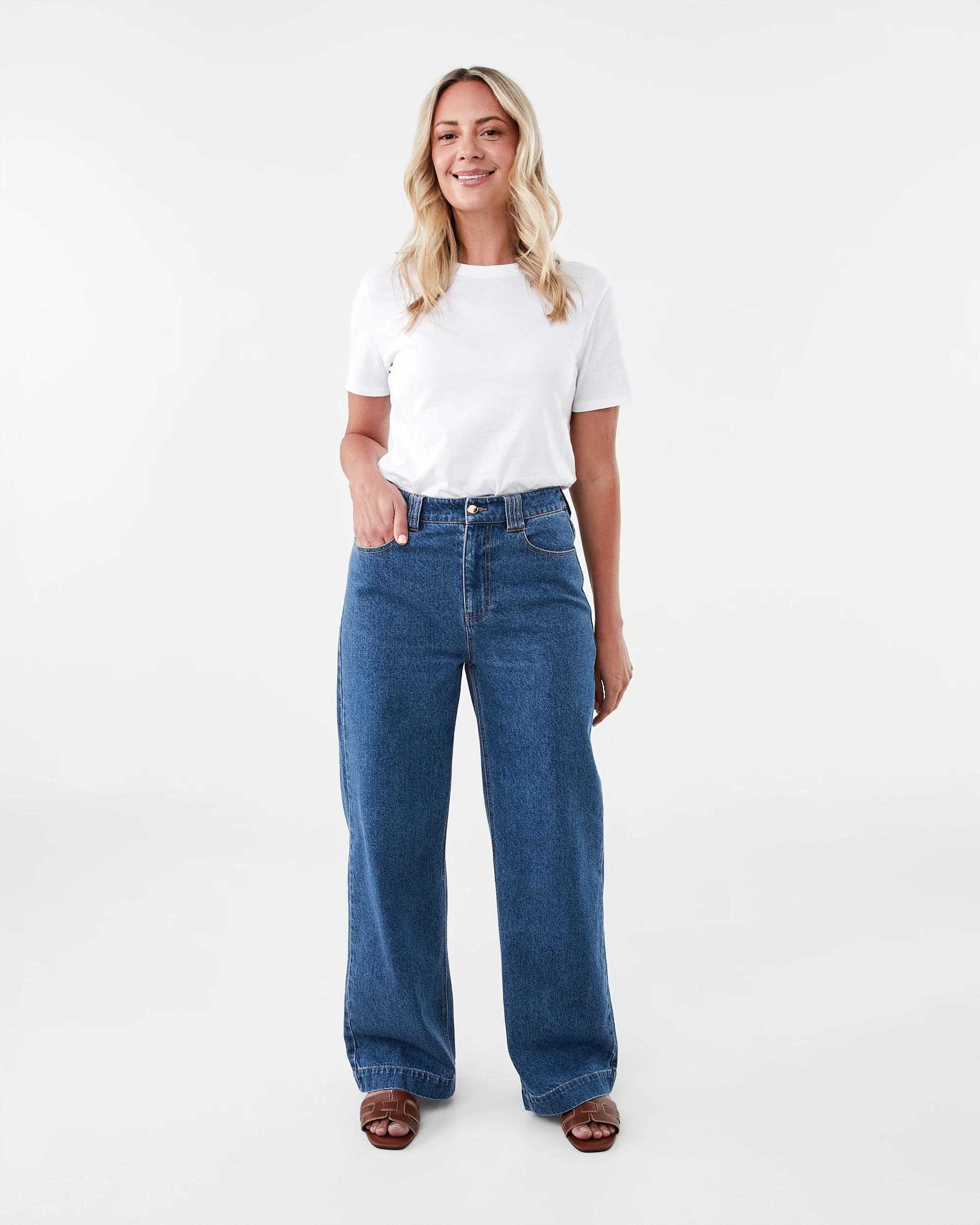 1 Straight Leg Jeans Mid Wash, 1 of 8