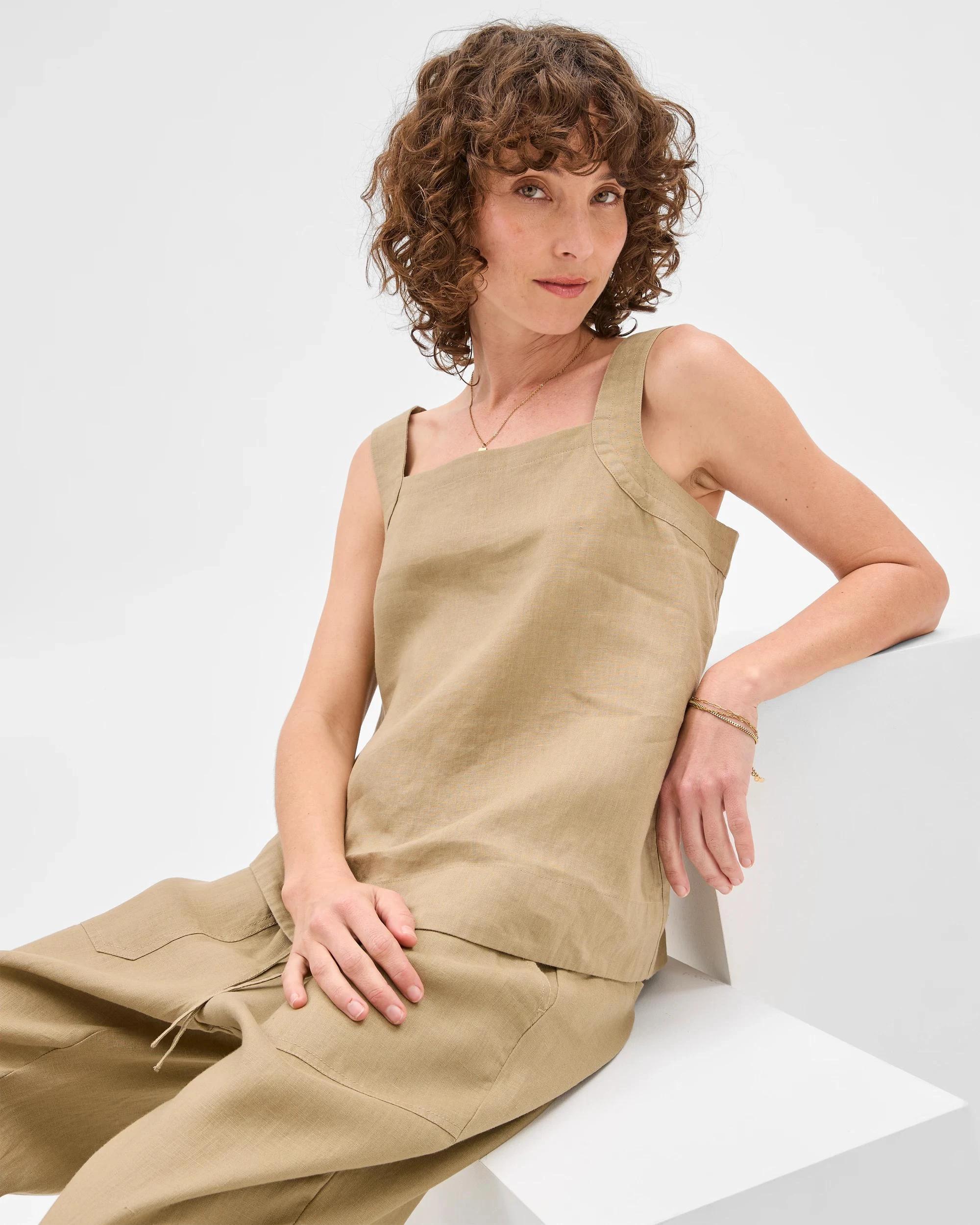 2 Target European Linen Stitch Detail Cami QUINOA, 2 of 7