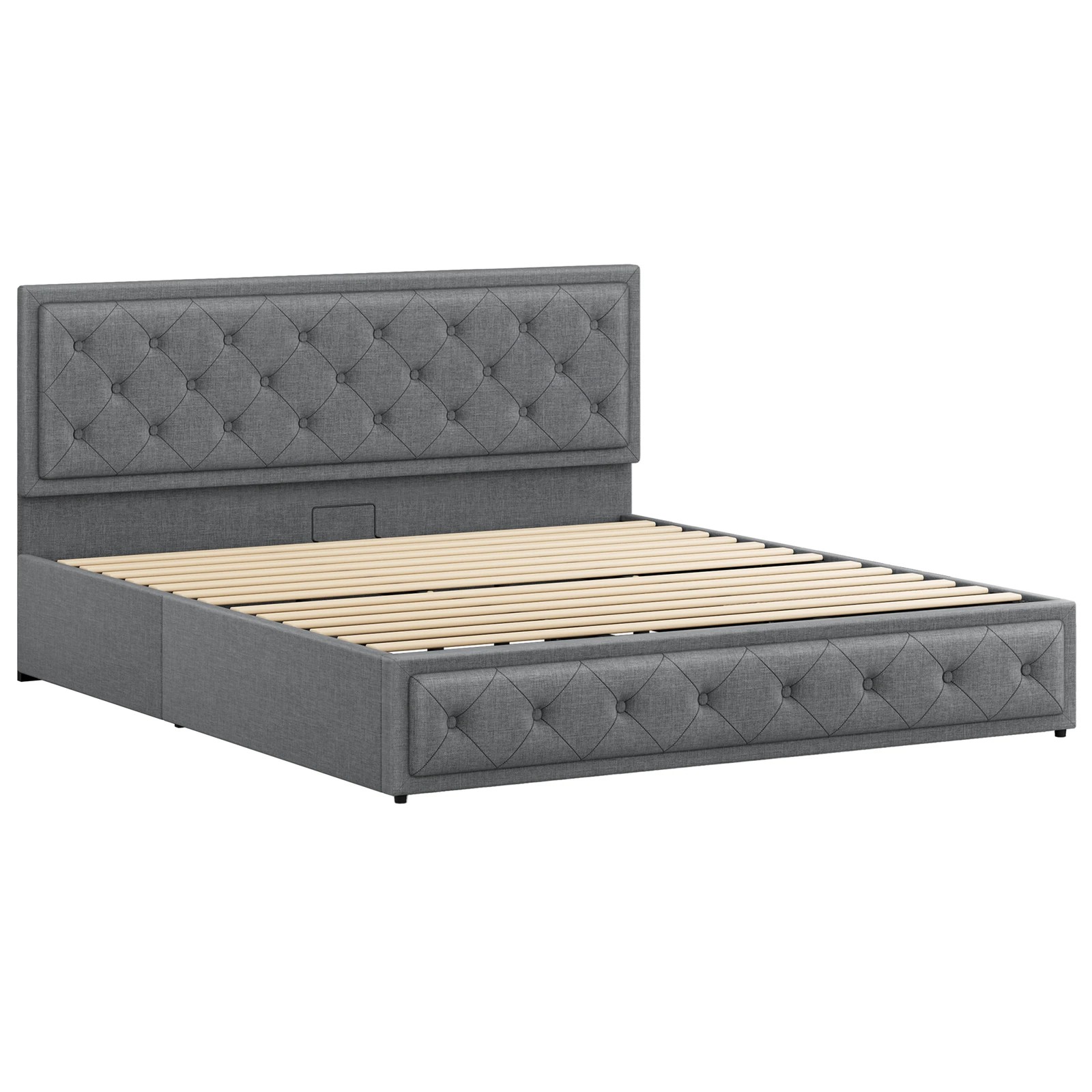 10 Alfordson Bed Frame King Size Gas Lift Storage Mattress Base Fabric Dinana - Grey, 10 of 10