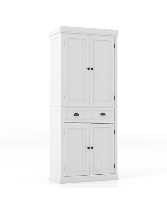 Costway Kitchen Organizer Wooden Buffet White