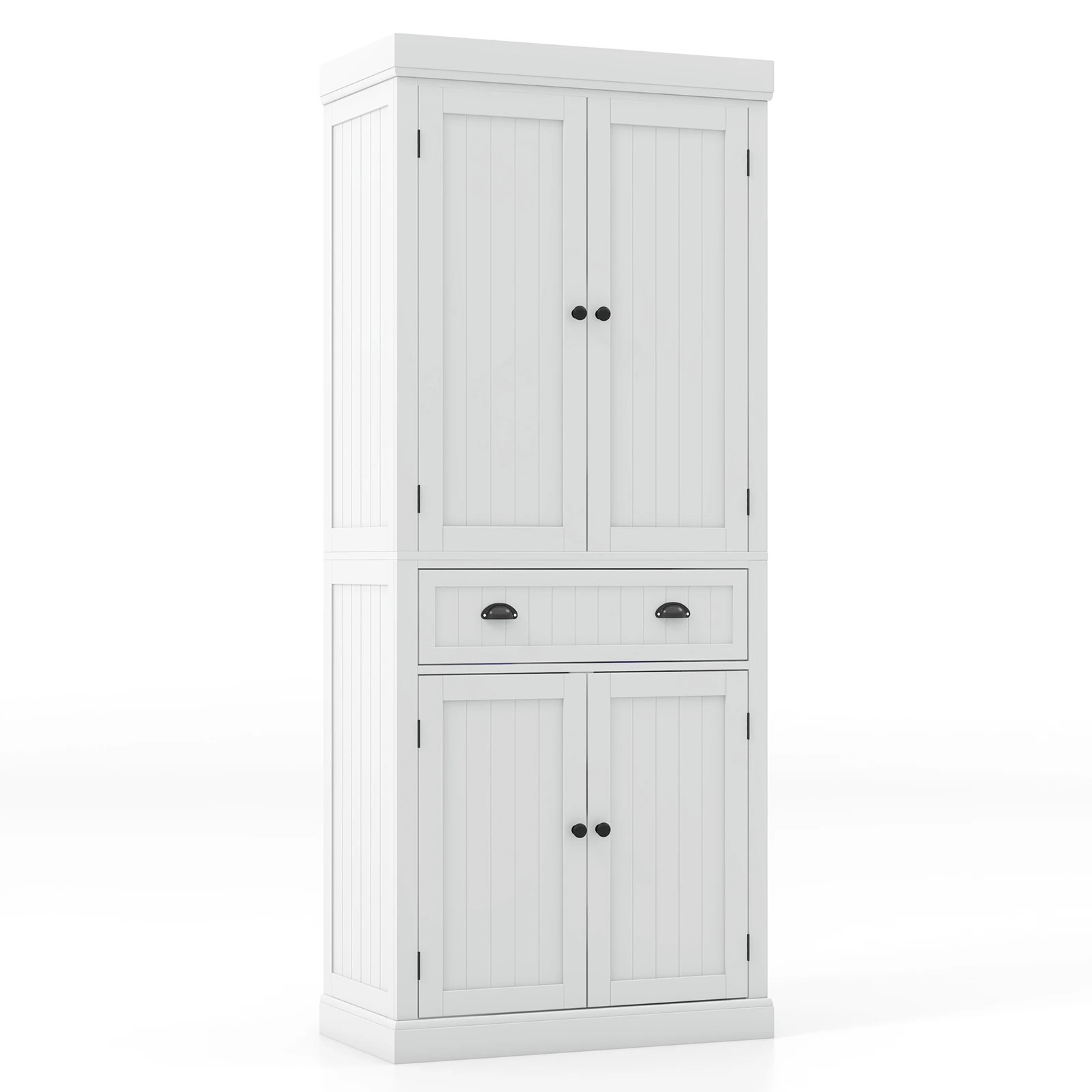 1 Costway Kitchen Organizer Wooden Buffet White, 1 of 5
