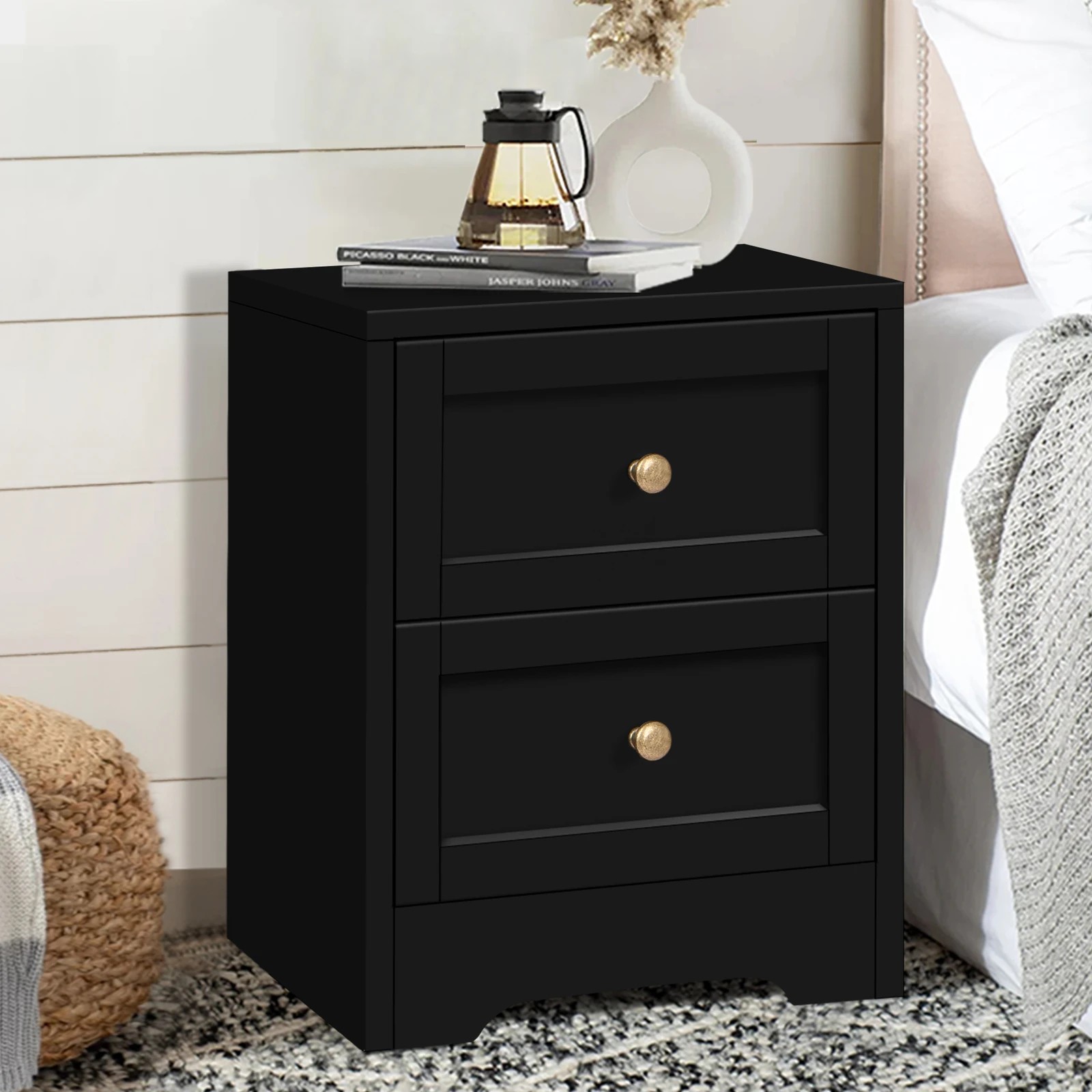 7 Alfordson 6 Chest of Drawers 2x Bedside Table Hamptons Bedroom Storage - Black, 7 of 10