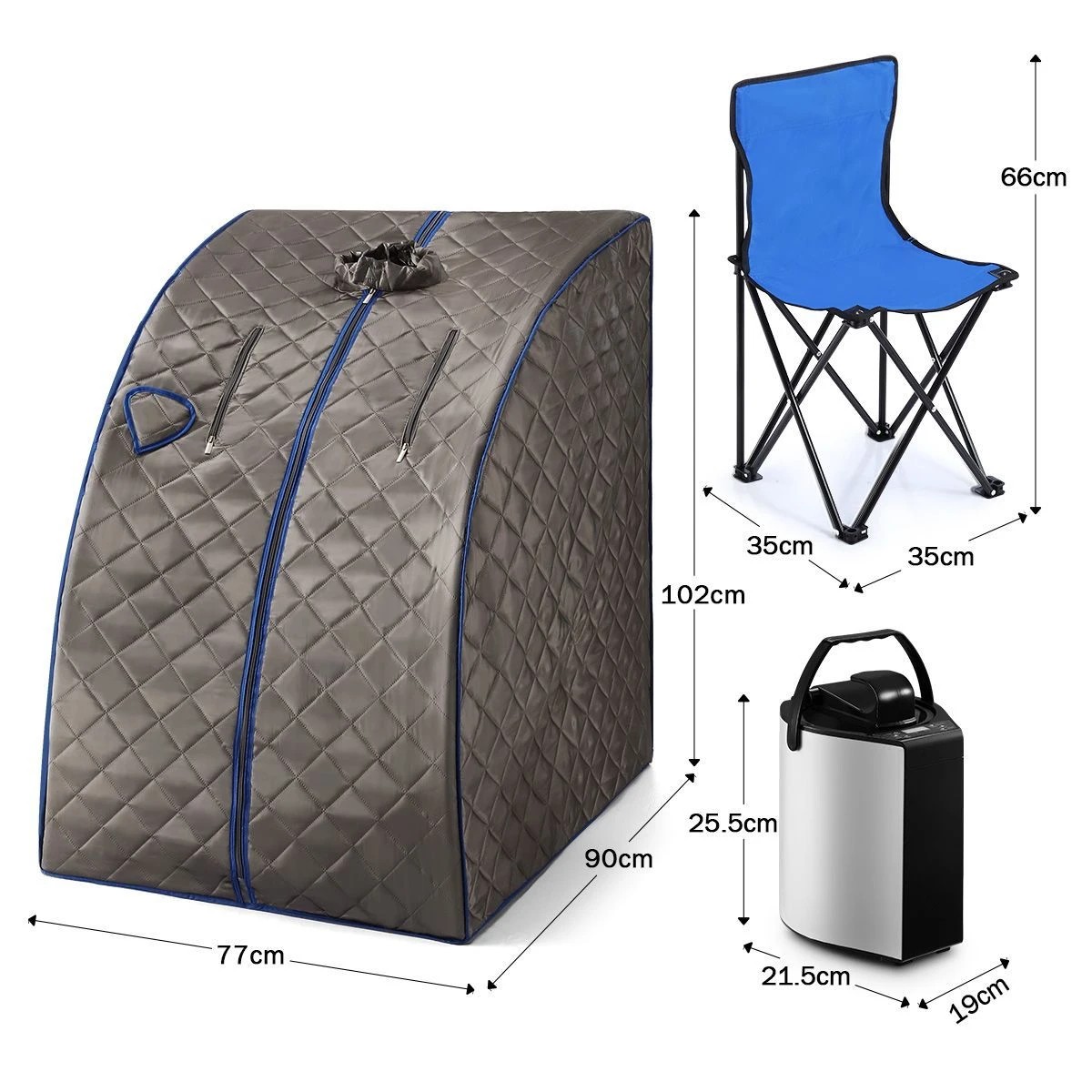 2 Maxkon Portable Steam Sauna Home Spa Kit with Steam Pot Portable Chair & Remote Control, 2 of 6