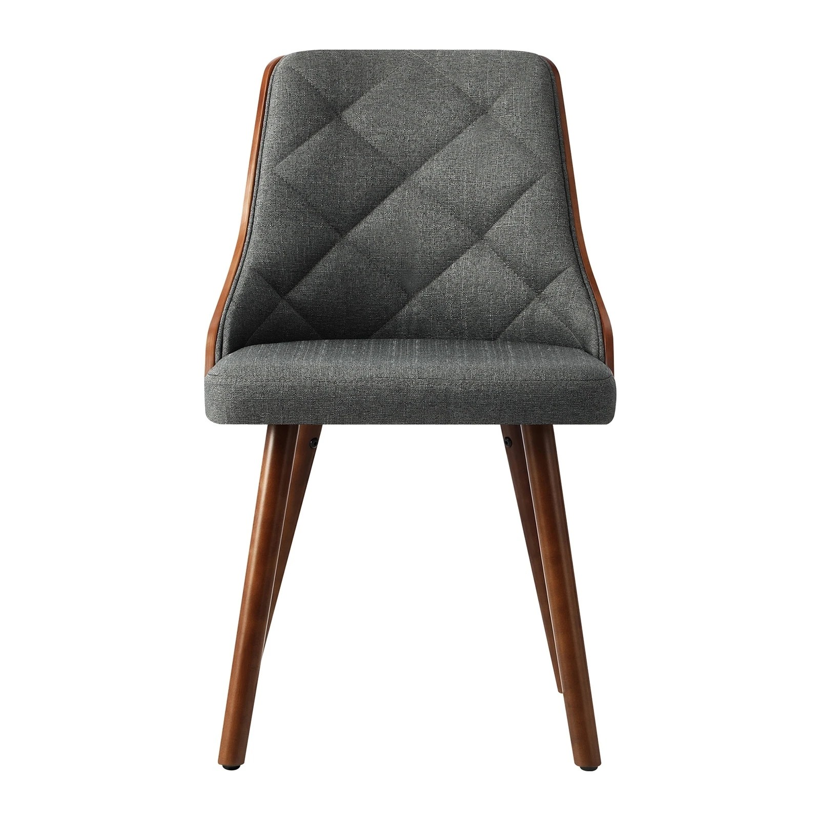 5 Oikiture Dining Chairs Wooden Chair Kitchen Cafe Faux Linen fabric Padded Seatx4 - Grey, 5 of 9