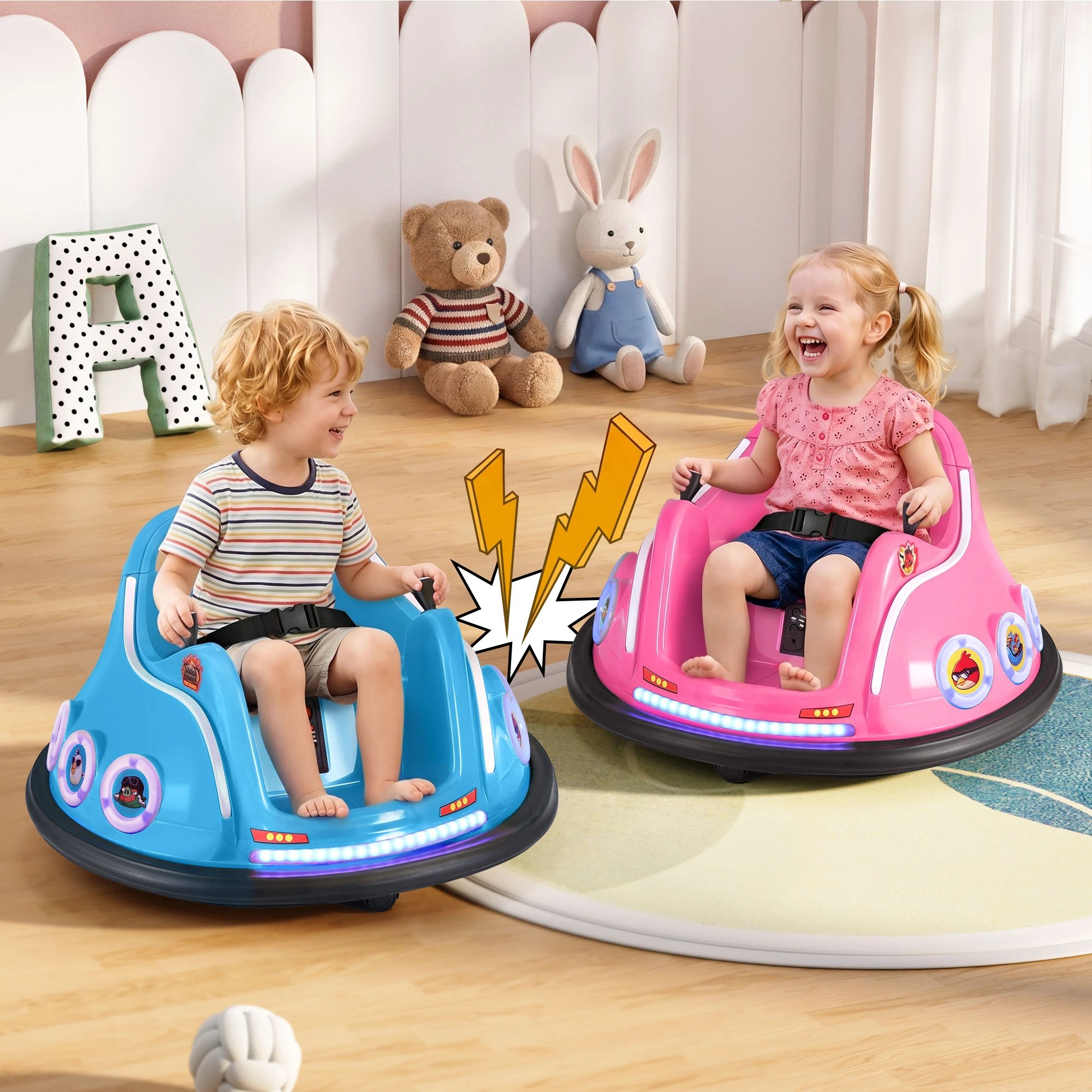 2 Rigo Kids Ride On Car Bumper Electric Toys Cars with Remote Control Stickers - Multi, 2 of 9