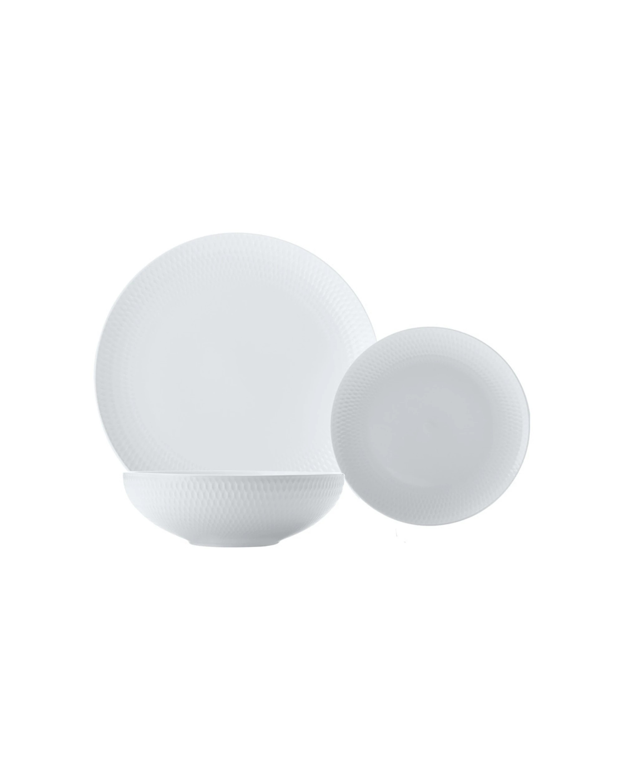 3 Maxwell & Williams 12pc Basics Diamonds Dinner Set Ceramic Dinnerware Set
 - White, 3 of 4