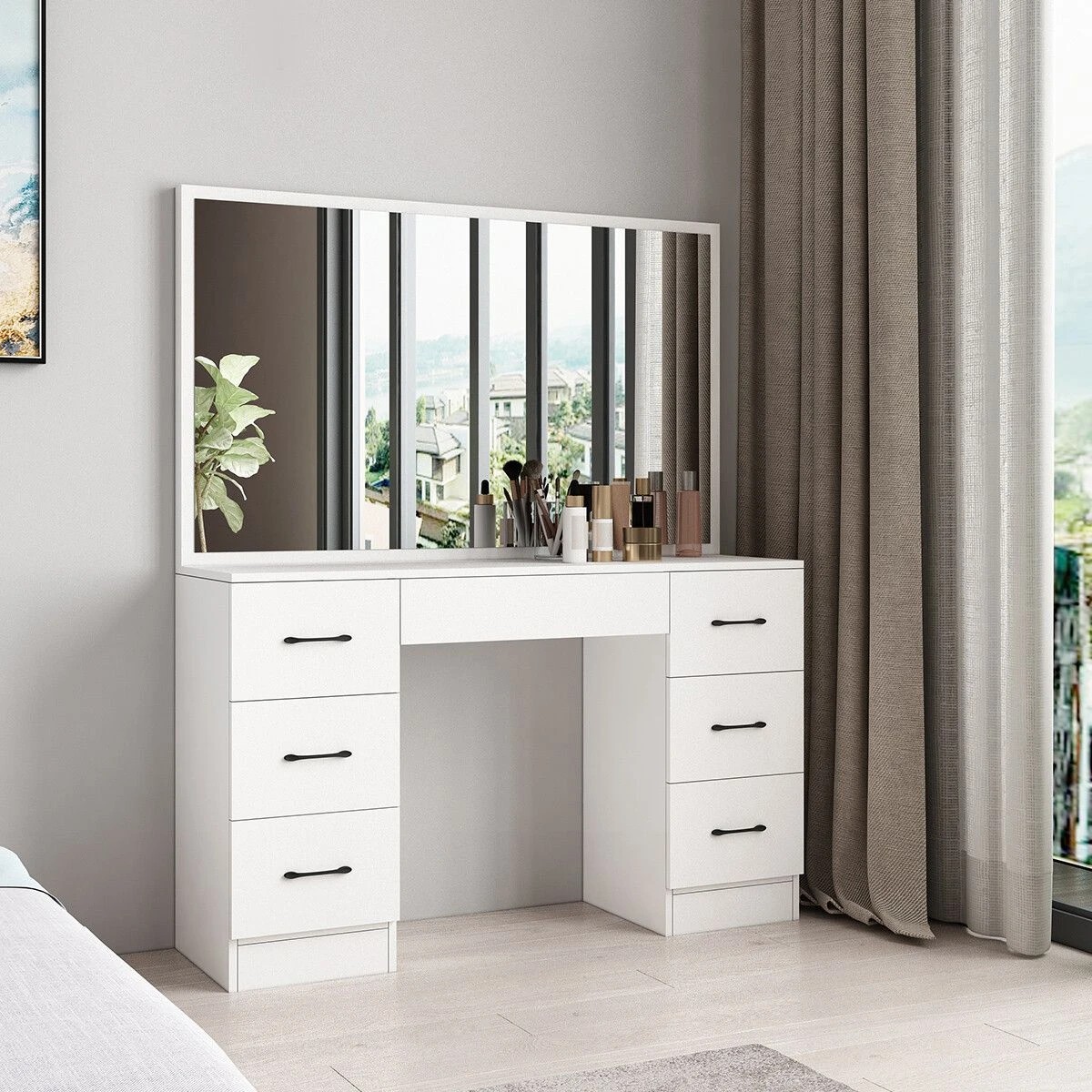 9 LUXSUITE Dressing Table Set with Mirror Makeup, 9 of 9