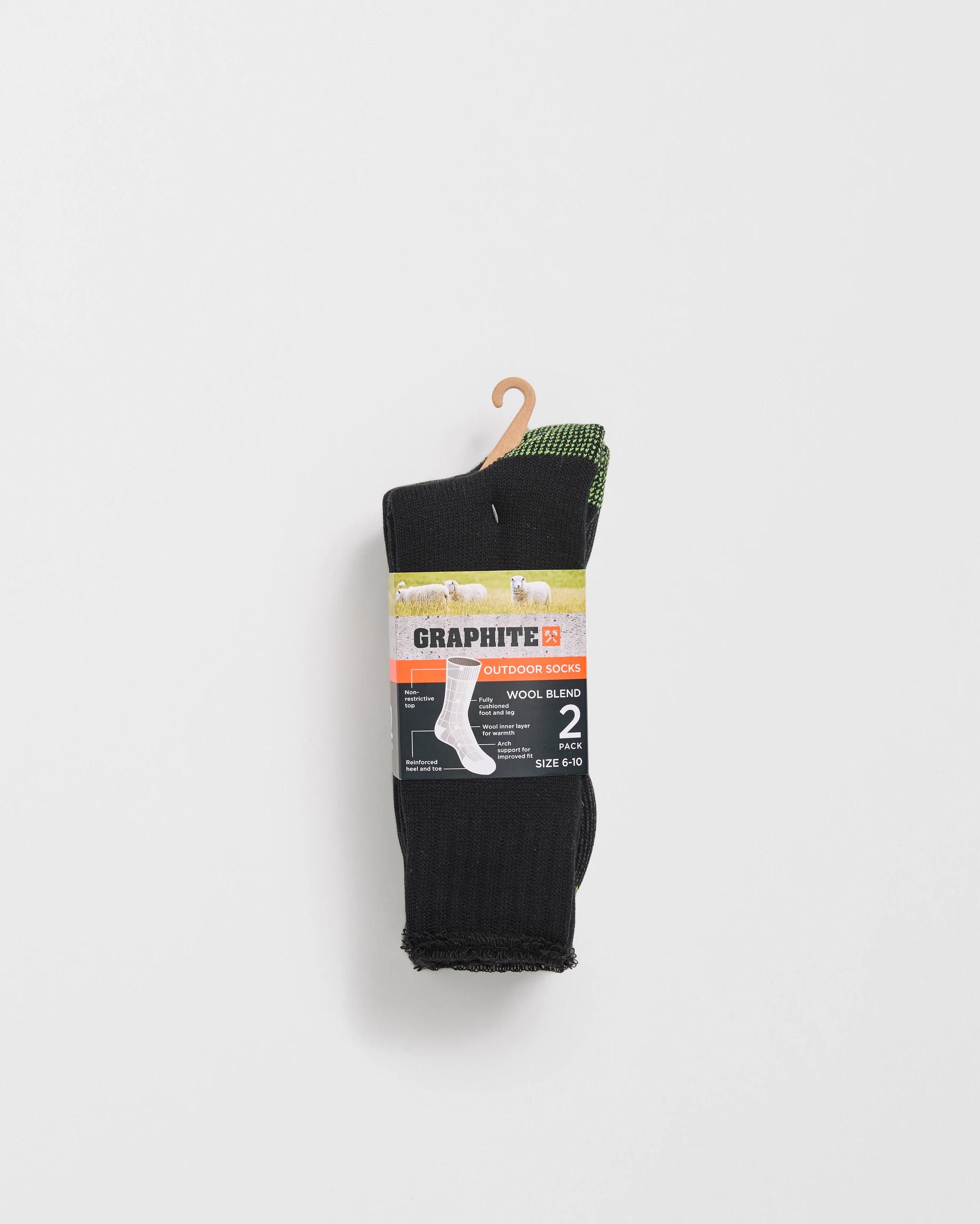 3 Graphite Wool Blend 2 Pack Crew Work Socks BLACK, 3 of 3