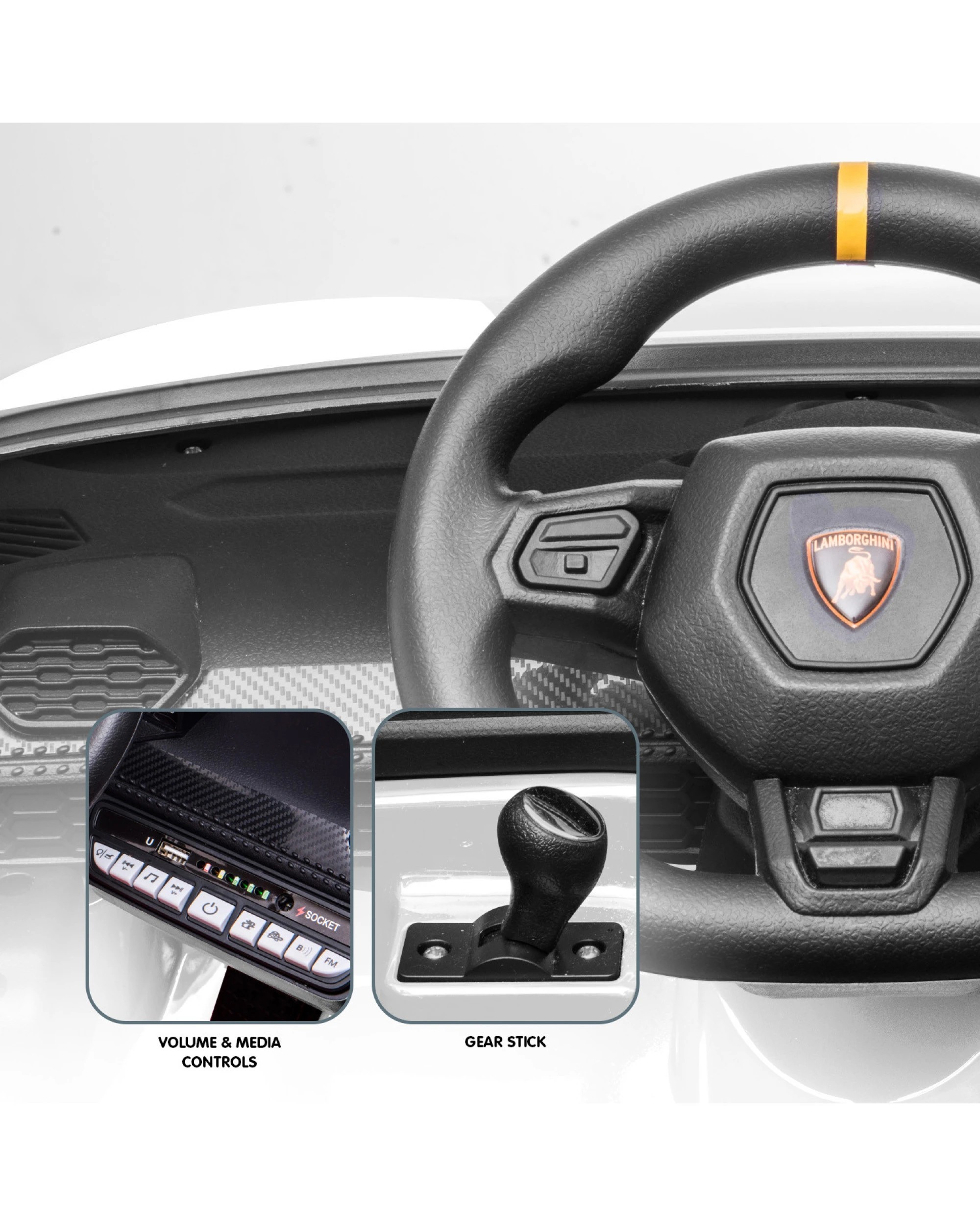 6 Kahuna Lamborghini Performante Kids Electric Ride On Car - White, 6 of 9