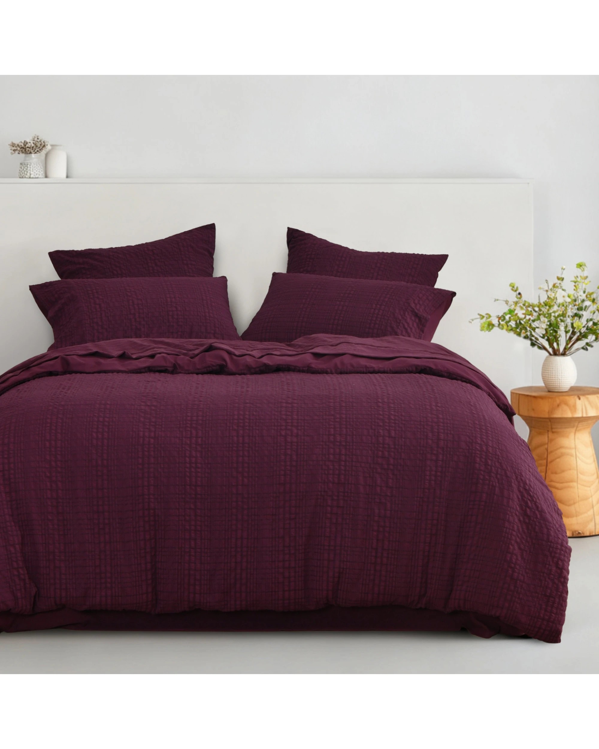 1 Dreamaker Ellis Seersucker Quilt Cover Set - Super King Bed - Cherry, 1 of 7