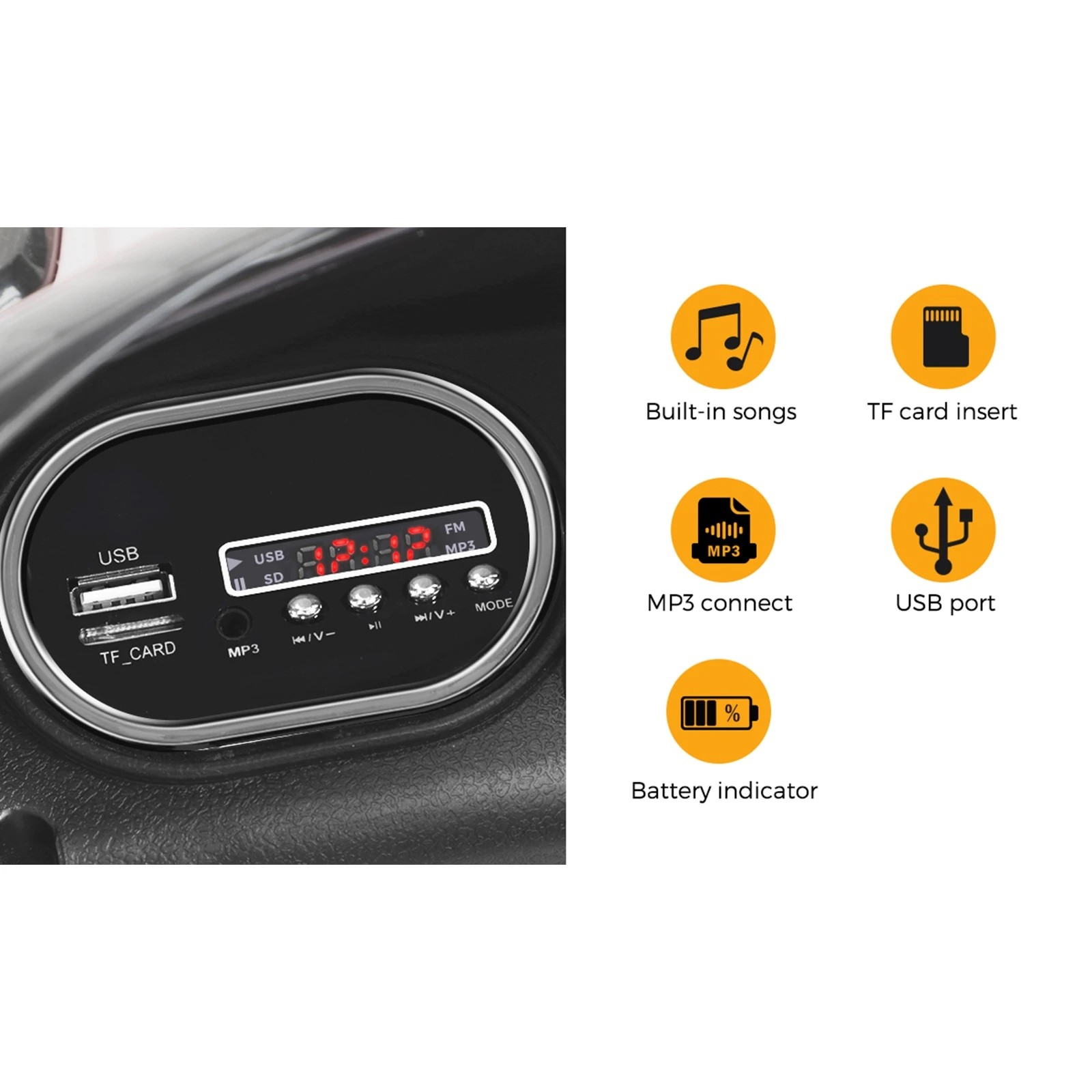 6 Mazam Ride On Car Electric Vehicle Toy Remote Cars Kids Gift Mp3 Led Light 12v
 - Black, 6 of 10