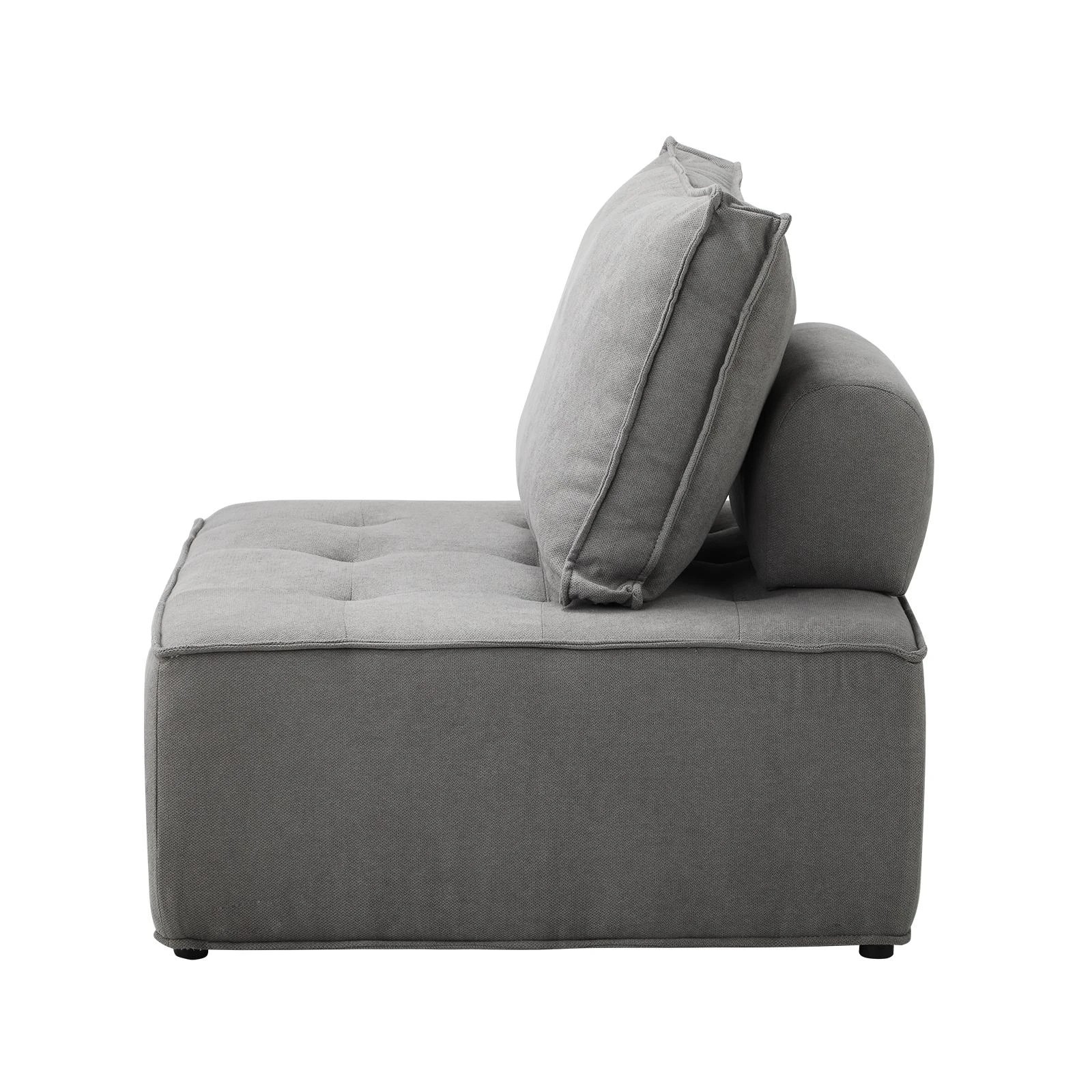 10 Oikiture 1pc Modular Sofa Lounge Chair Armless Tofu Back Linen
 - Grey, 10 of 10