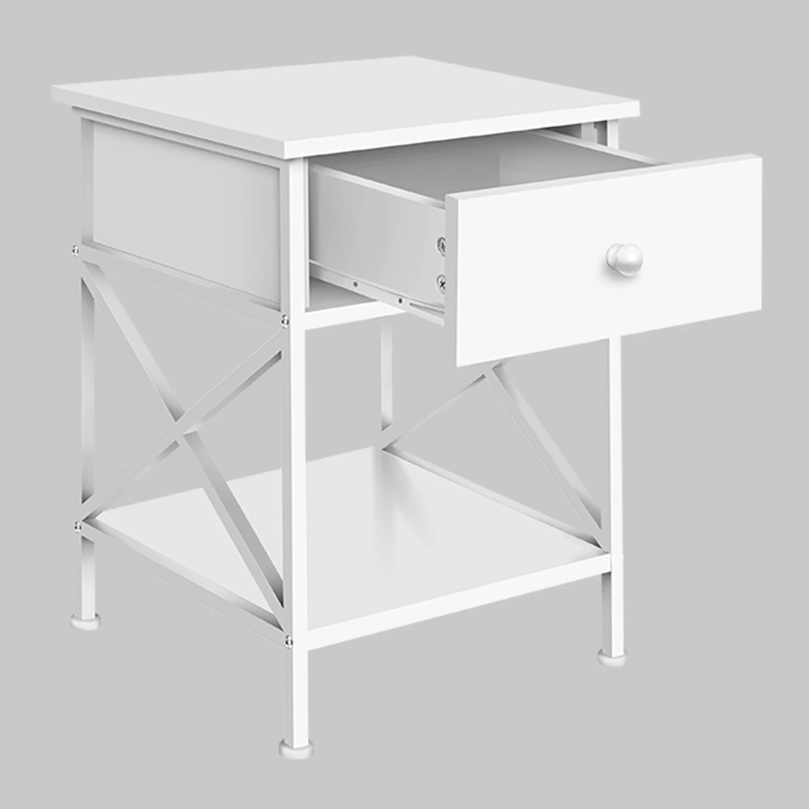 6 Alfordson Bedside Table Retro Wooden Nightstand Vintage Storage Side Cabinet - White, 6 of 10