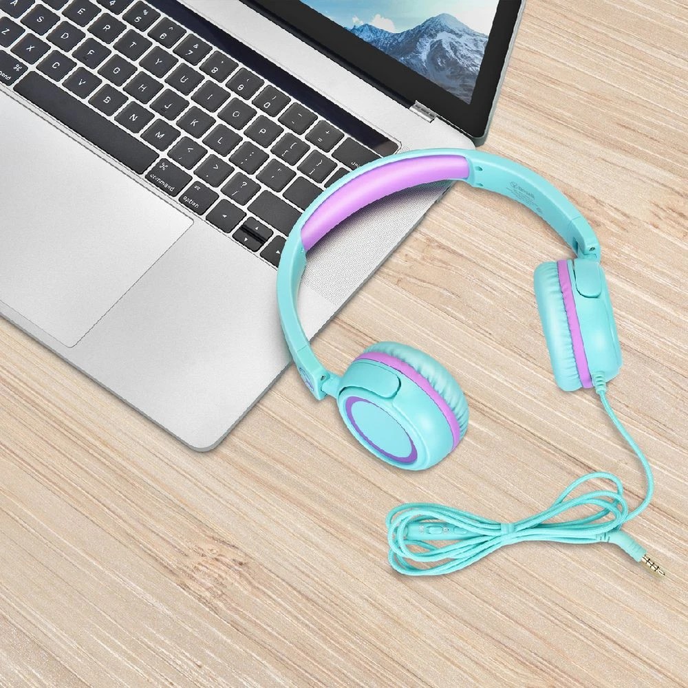 6 BONELK Comfort Kids Wired Headphones Teal/Purple, 6 of 7