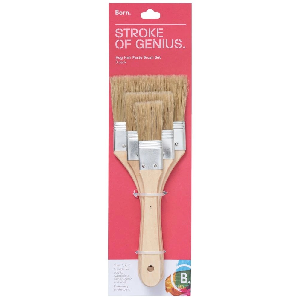1 Born Hog Hair Paste Brush Set 3 Pack, 1 of 3