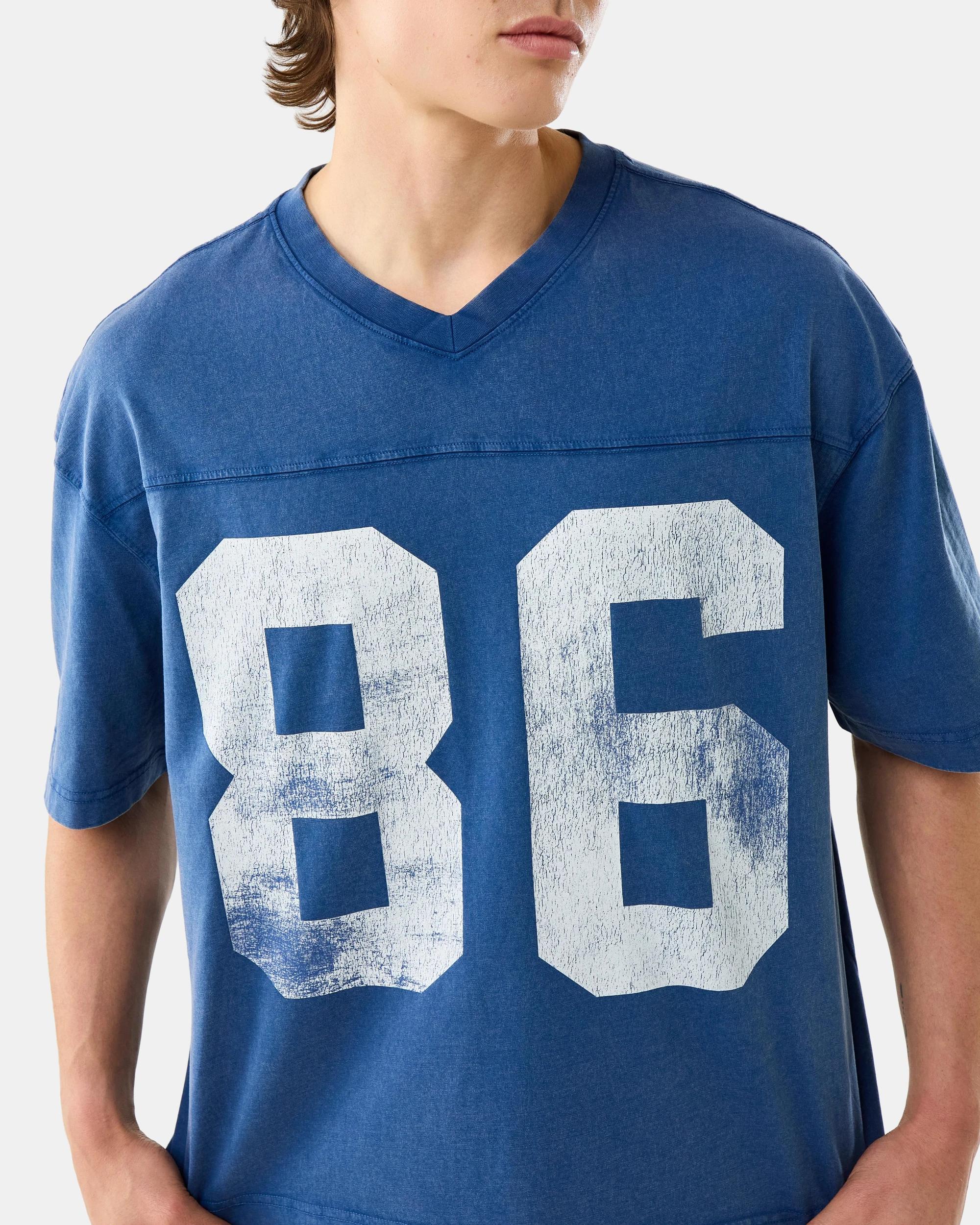 7 Boxy V-Neck Washed Print T-shirt Blu 86, 7 of 7
