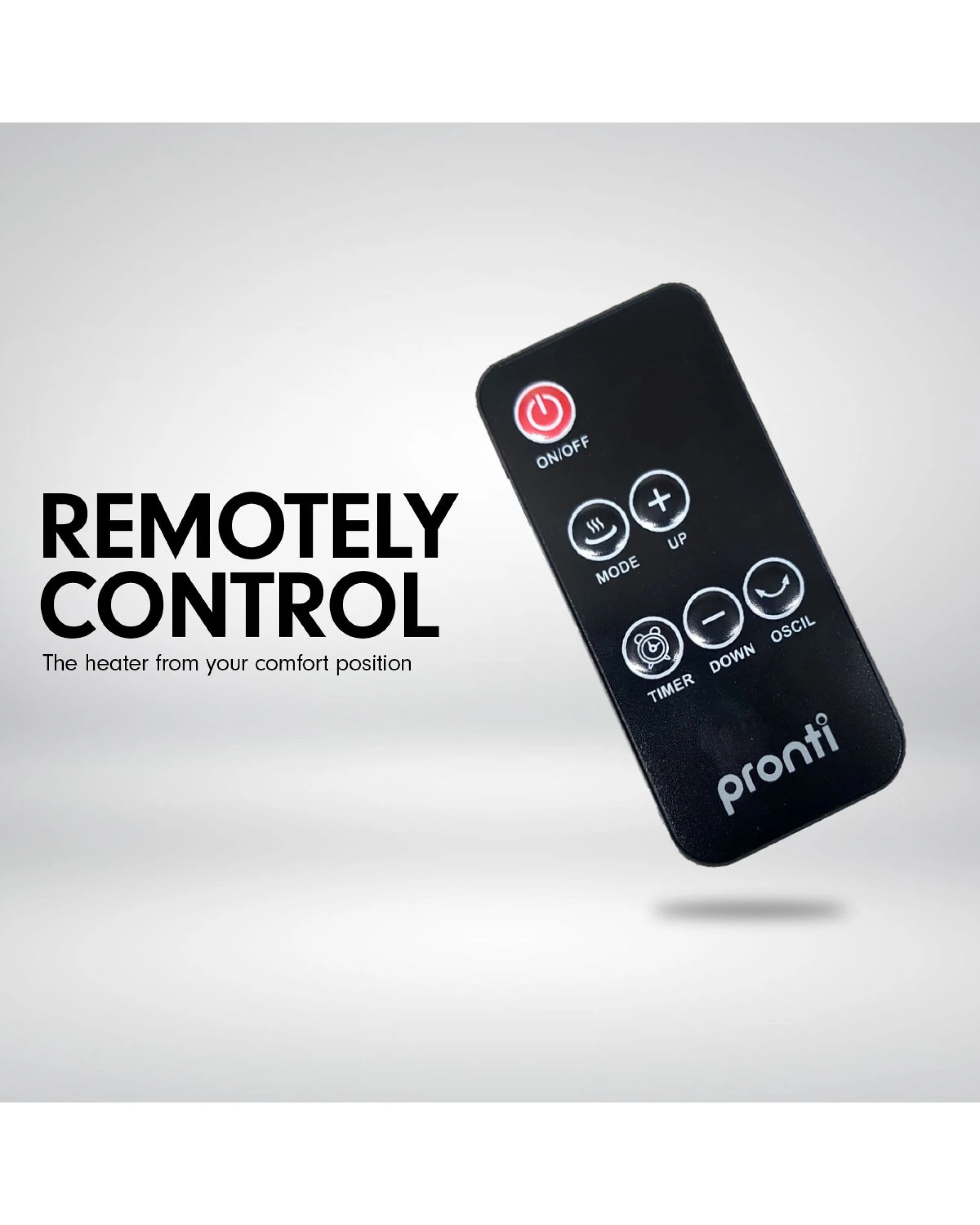 8 Pronti Electric Tower Heater 2000W Ceramic Portable Remote - Black, 8 of 8