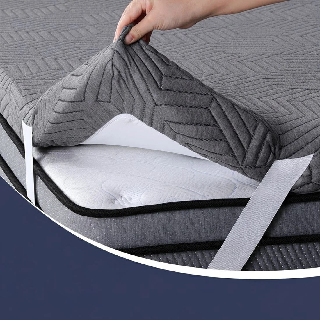 8 Giselle 8cm Memory Foam Mattress Topper Gel Dual Layer Foam Bamboo Queen - Queen Bed - Grey, 8 of 9