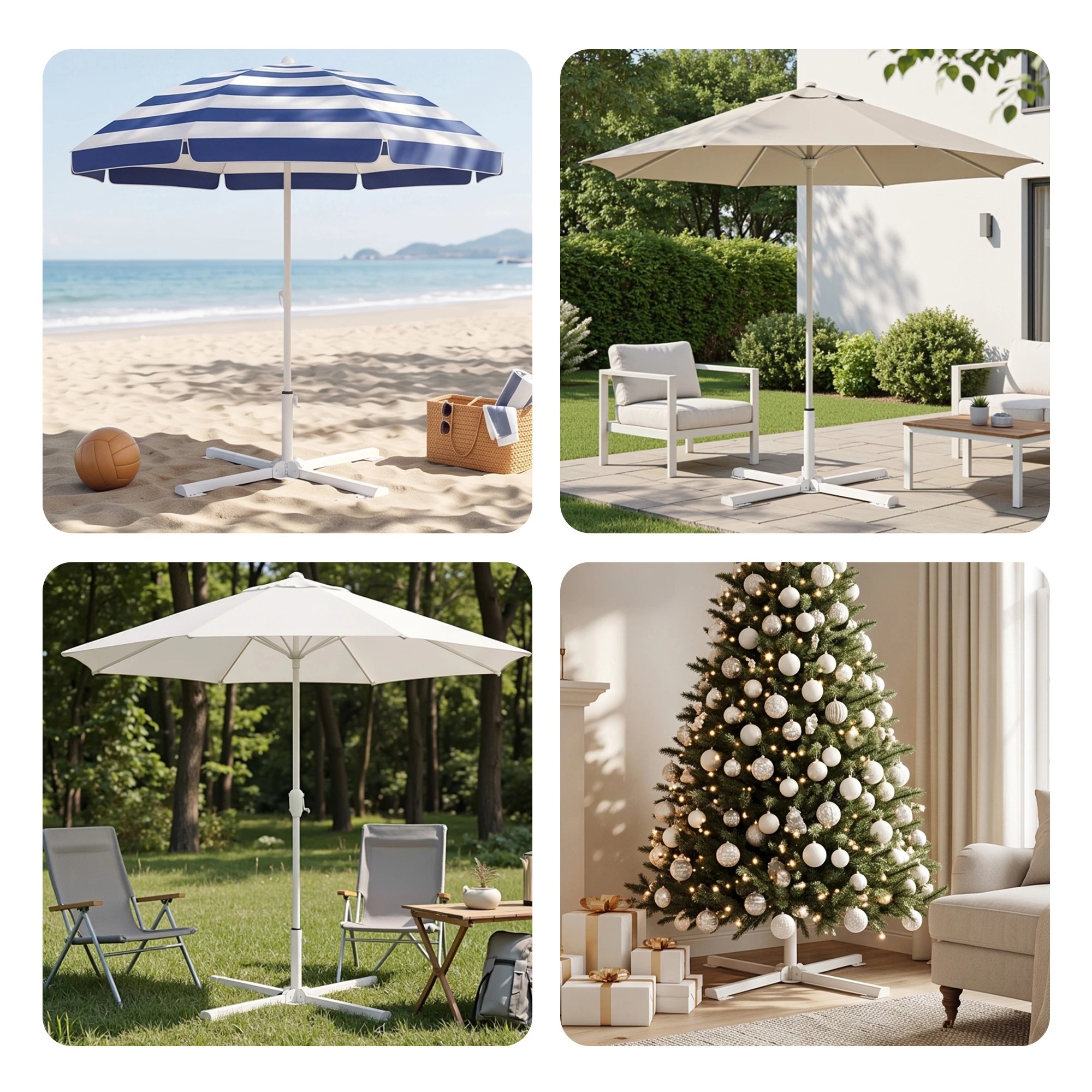 6 Instahut Outdoor Umbrellas Base Steel Umbrella Holder 25 to 35mm White - White, 6 of 8