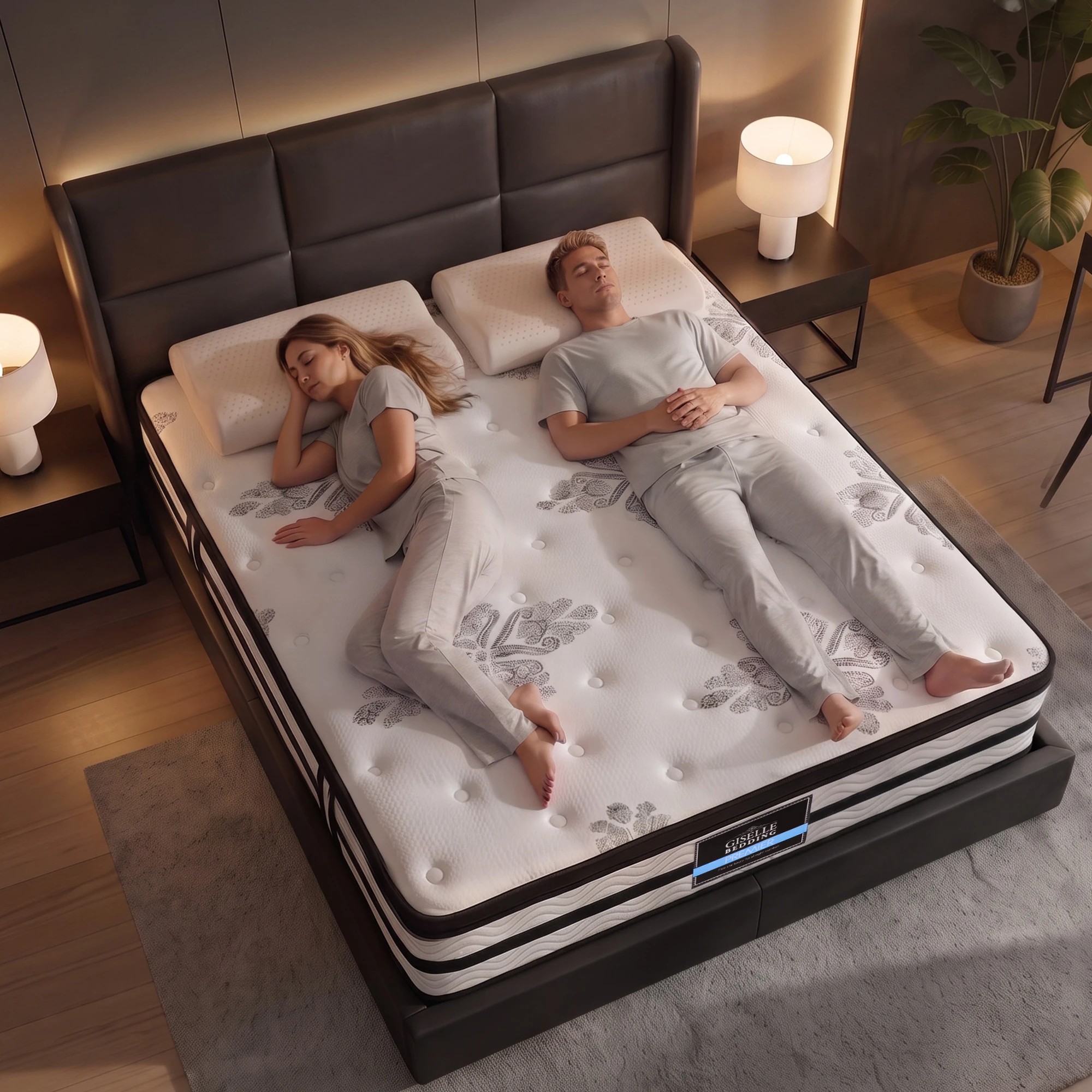 9 Giselle Bedding 34cm 5-Zone Euro Top Pocket Spring Mattress with 2 Latex Contour Pillows - Queen Bed - Multi, 9 of 10