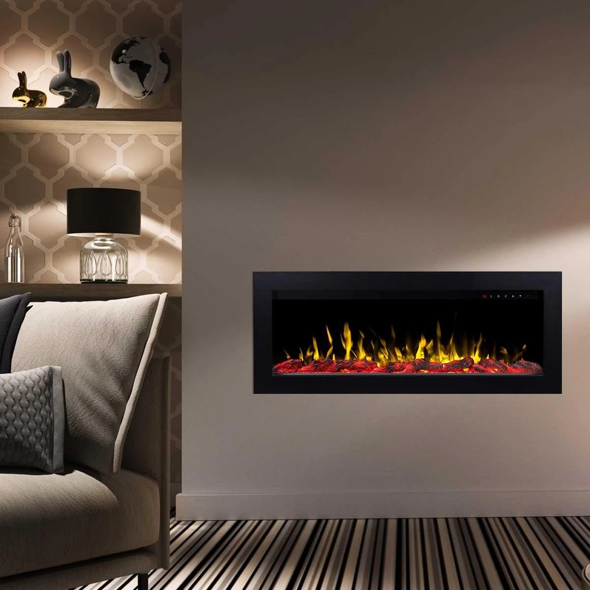 1 Moda Living Sonata 45 inch Electric Fireplace - Black, 1 of 6