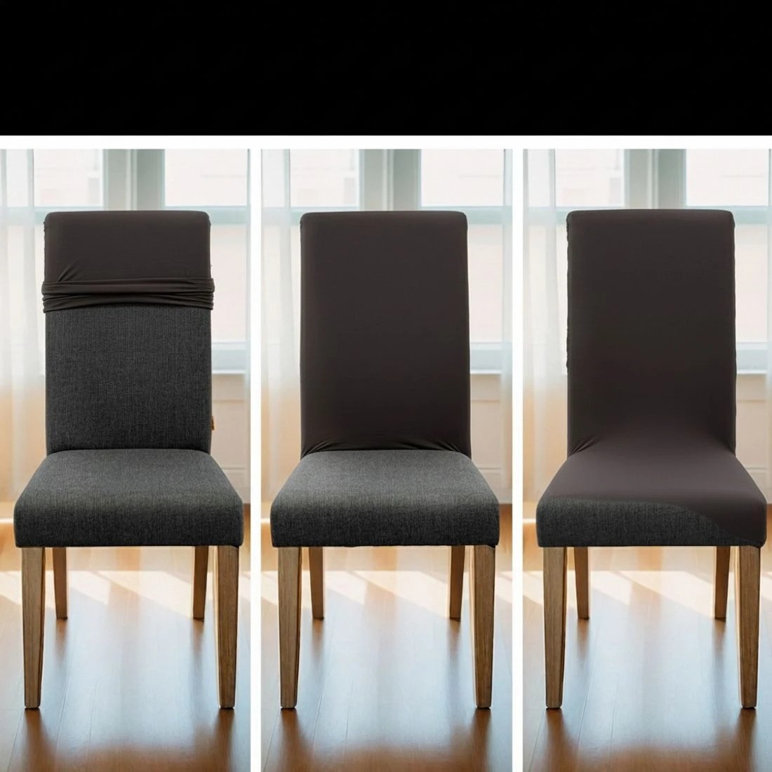 6 Artiss Dining Chair Covers 6x Slipcovers Spandex Stretch Banquet Party - Charcoal, 6 of 6