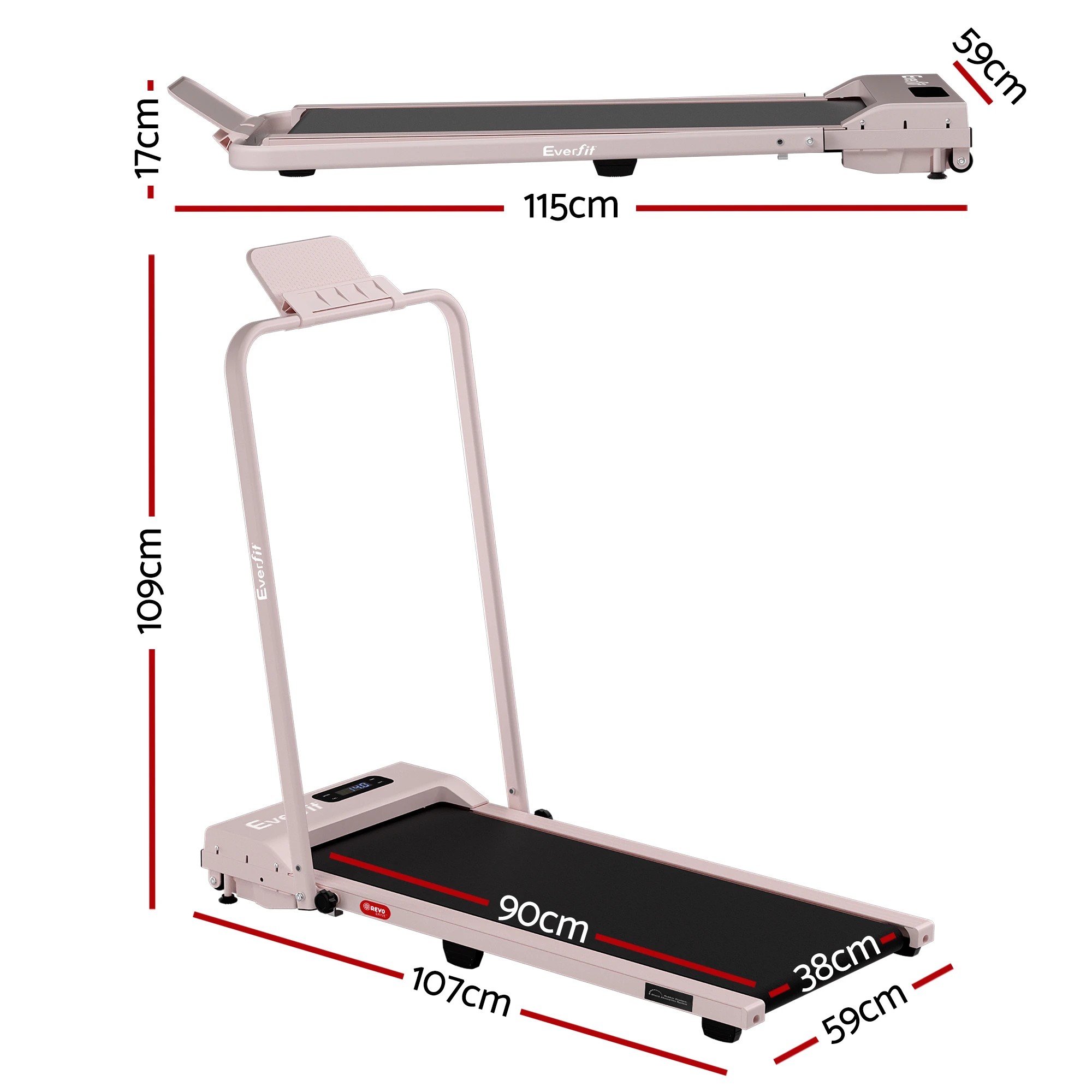 3 Everfit 3 in 1 Walking Pad Treadmill 12% Incline Foldable Under Desk Treadmills for Home Gym - Pink, 3 of 9