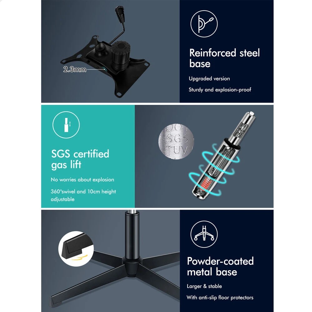 9 Alfordson Office Chair Computer Cross-legged Seat Work Ottoman PU Leather - White, 9 of 10