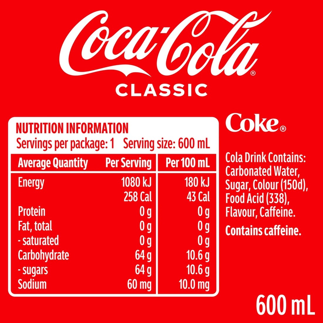 2 Coca-Cola Classic Soft Drink Bottle 600ml, 2 of 3