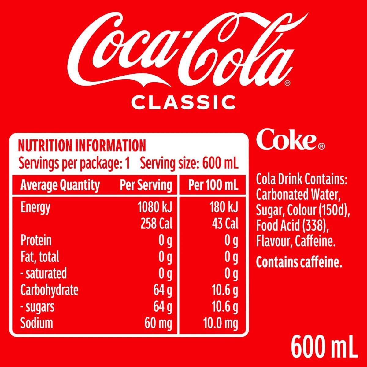 2 Coca-Cola Classic Soft Drink Bottle 600ml, 2 of 3