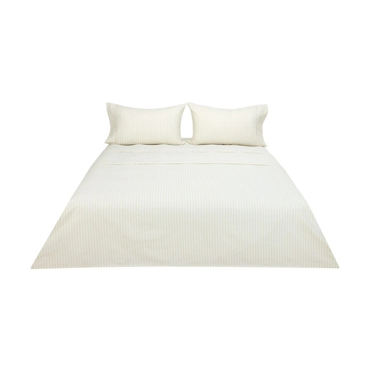 6 225 Thread Count Stripe Cotton Sheet Set - Queen Bed, Natural, 6 of 6