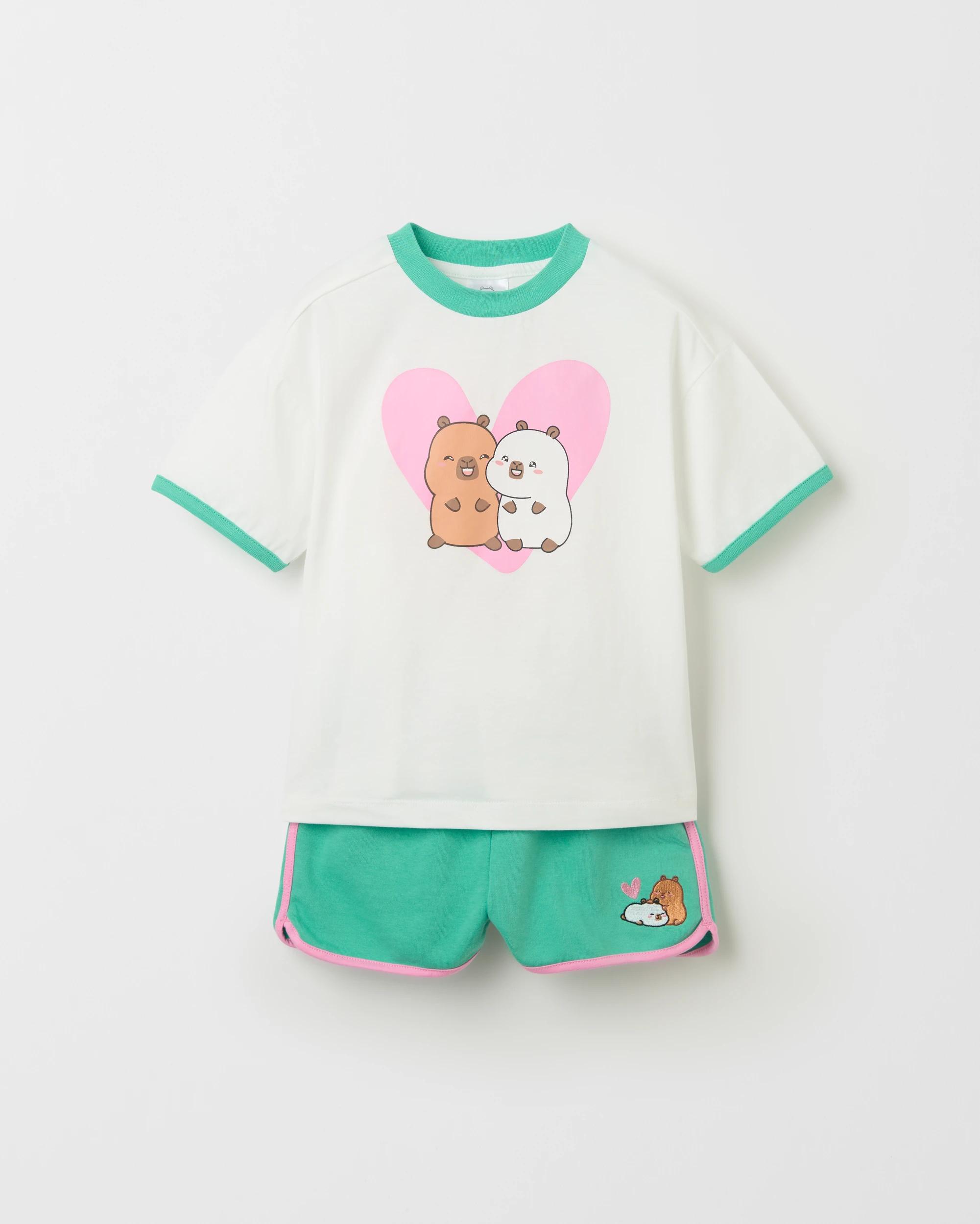 1 CapyFun Australian Cotton T-Shirt and Shorts Set GREEN CAPYFUN, 1 of 4