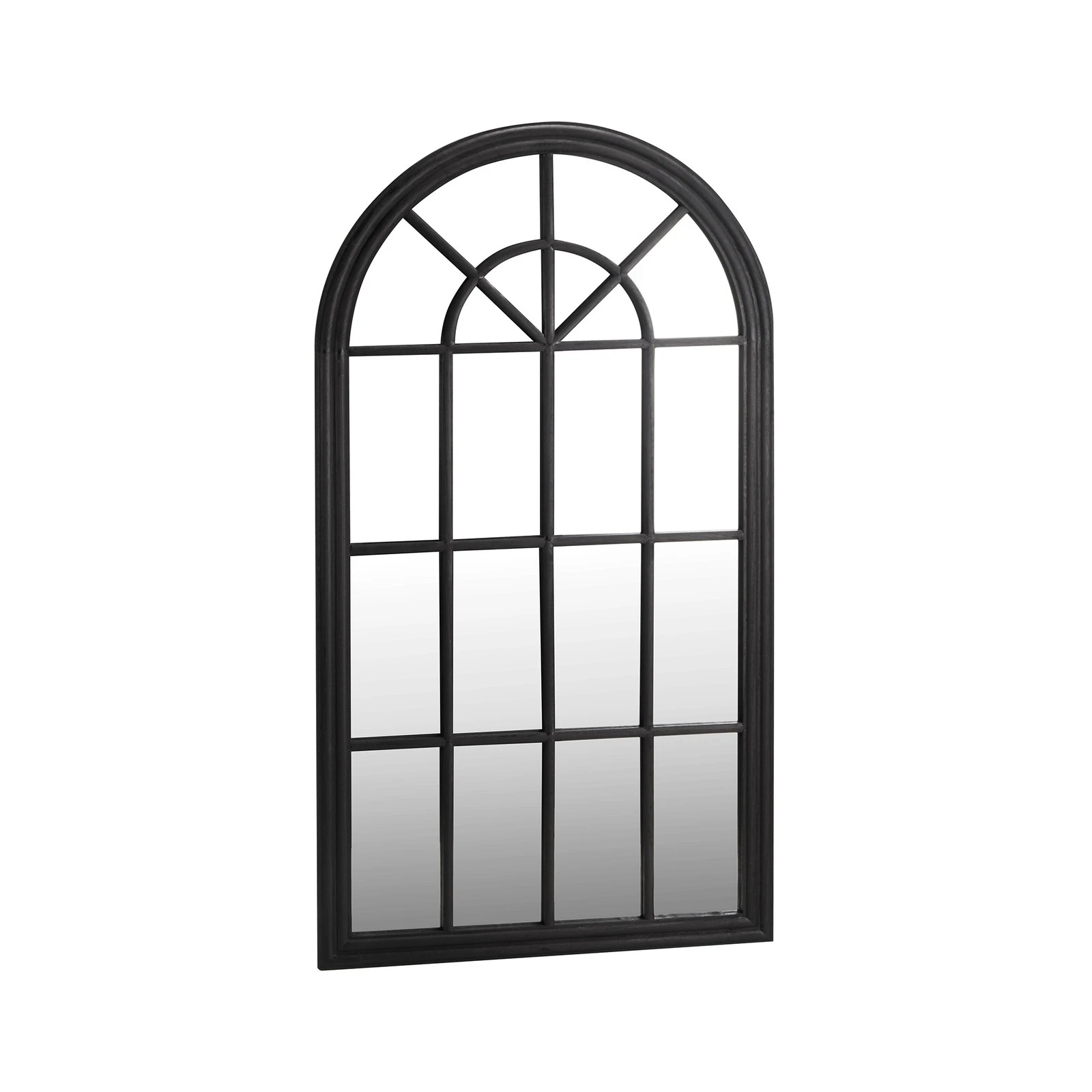 8 Oikiture Wooden Window Mirror Arched Wall Mirrors Decor 130x70cm
 - Black, 8 of 9