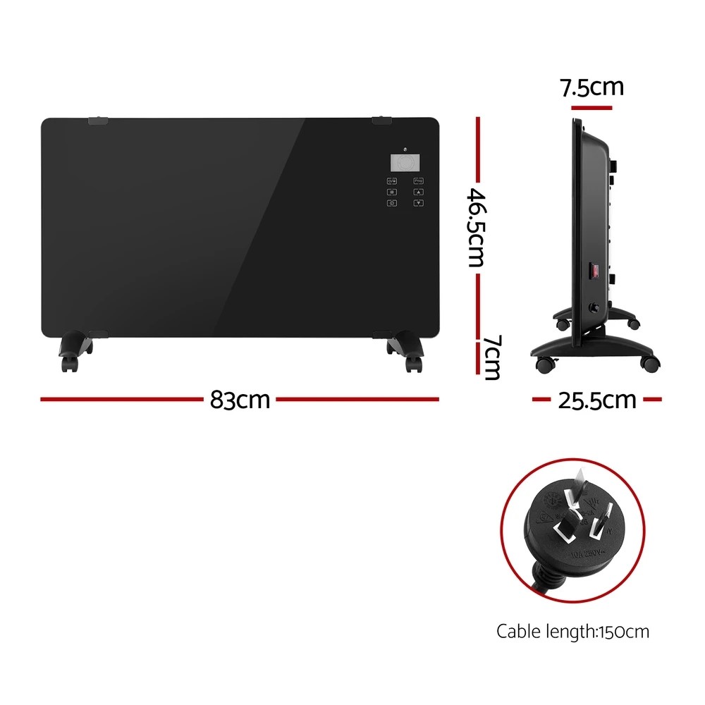 2 Devanti Electric Convection Heater - Black, 2 of 6