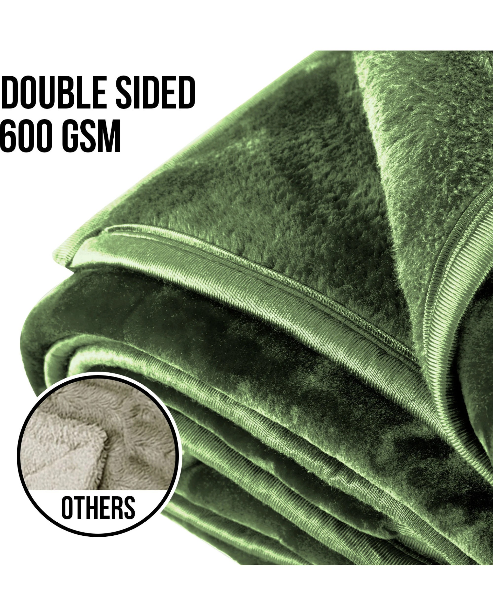 4 Laura Hill 600-gsm Mink Blanket Double-sided Soft Plush Bed Faux Throw Rug Wine Green
 - Queen Bed, 4 of 9