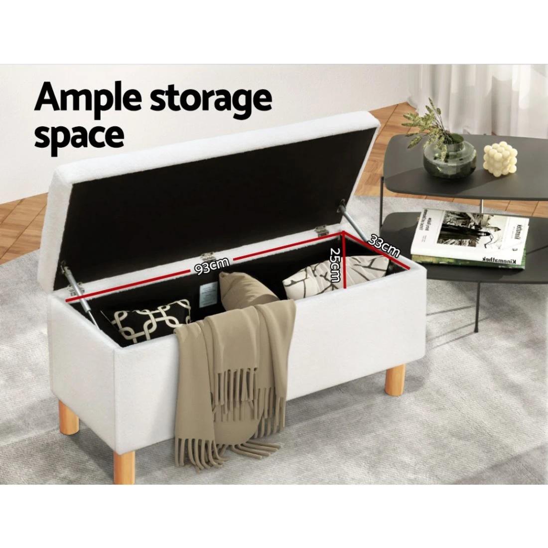 5 Artiss Storage Ottoman Blanket Box 99cm - White, 5 of 6