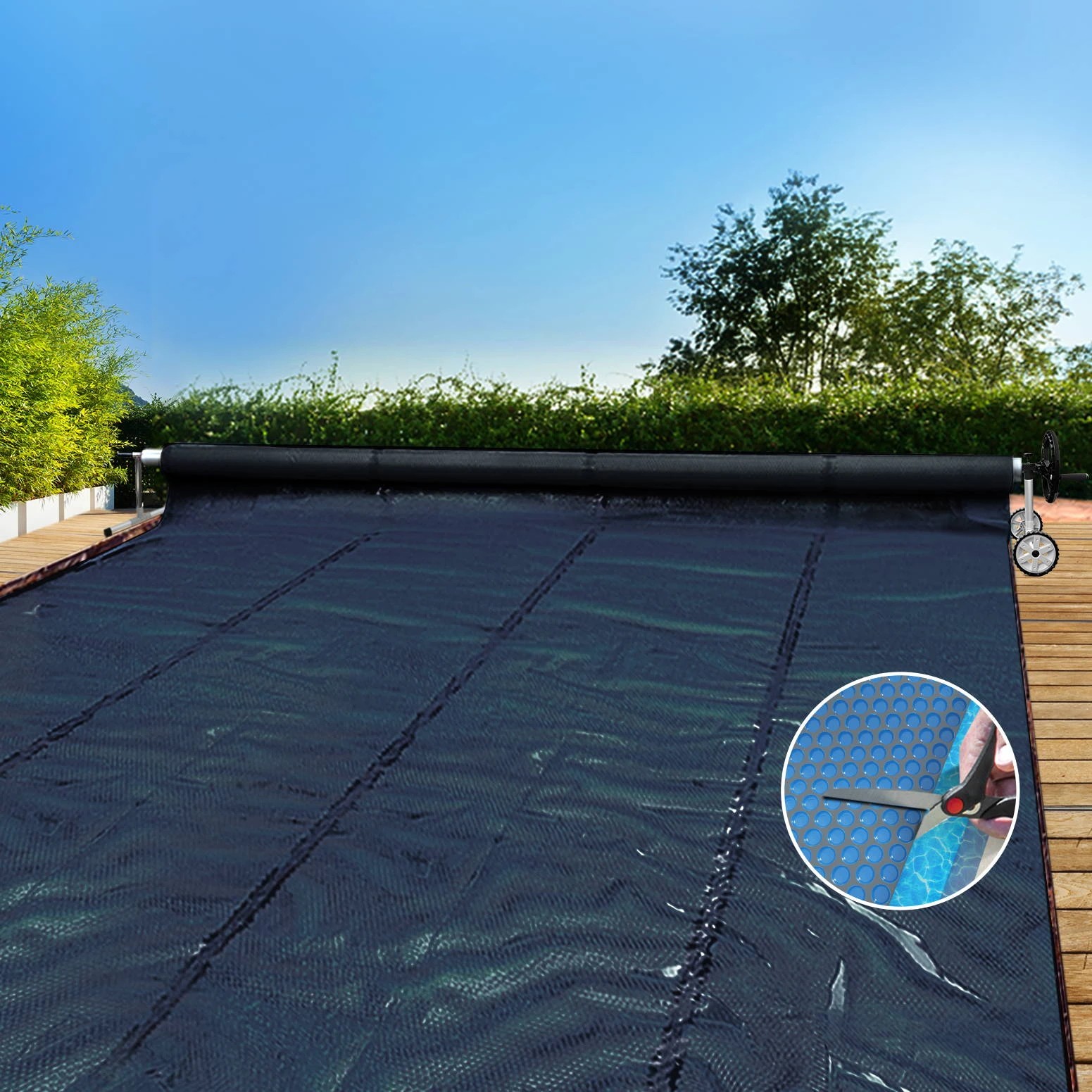 5 Aqua Buddy Pool Cover 600 Micron 12x6.4m w/ Roller 6.55m Swimming Pools Solar Blanket - Multi, 5 of 7