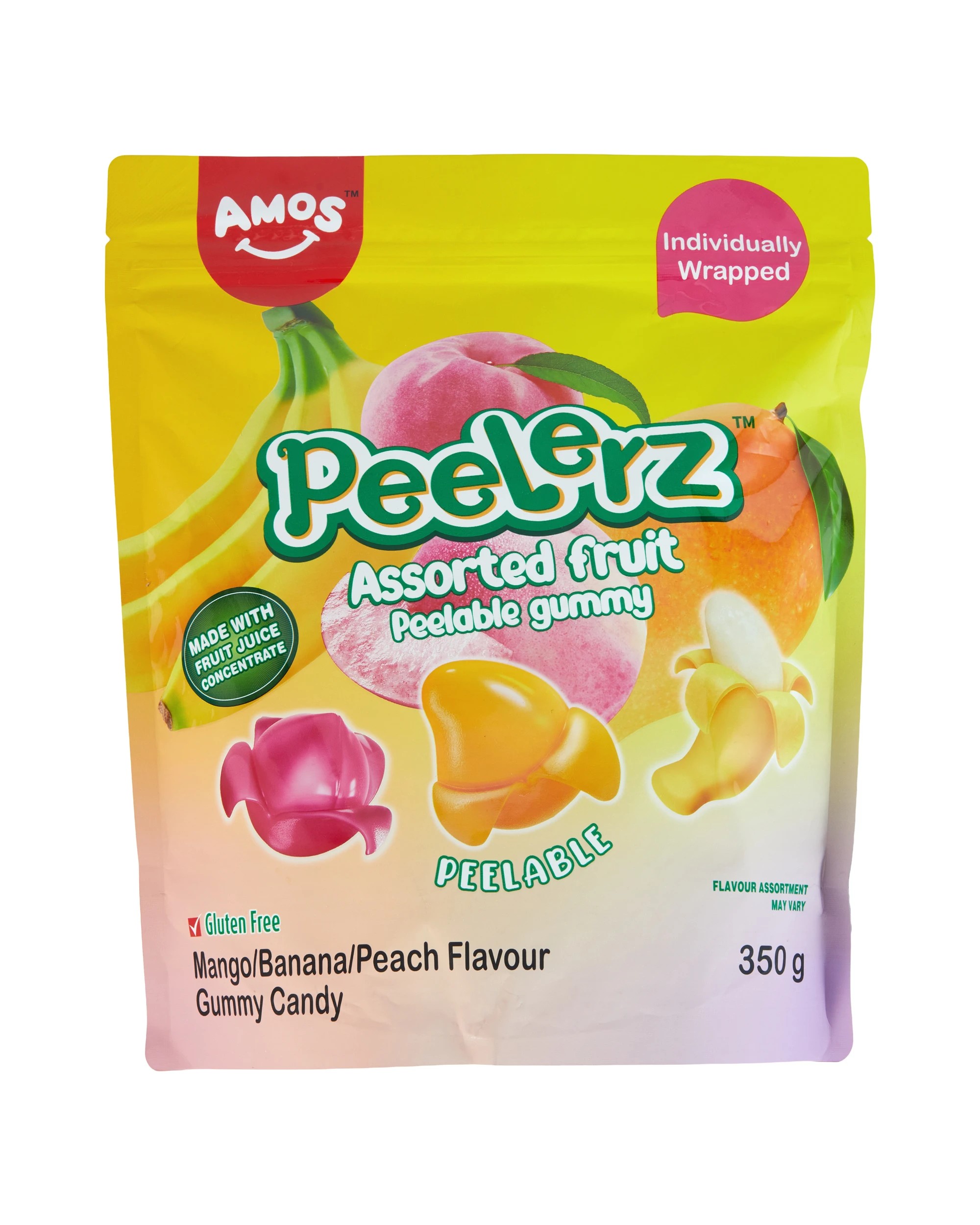 1 Amos Peelerz Assorted Fruit Peelable Gummy Candy 350g, 1 of 3