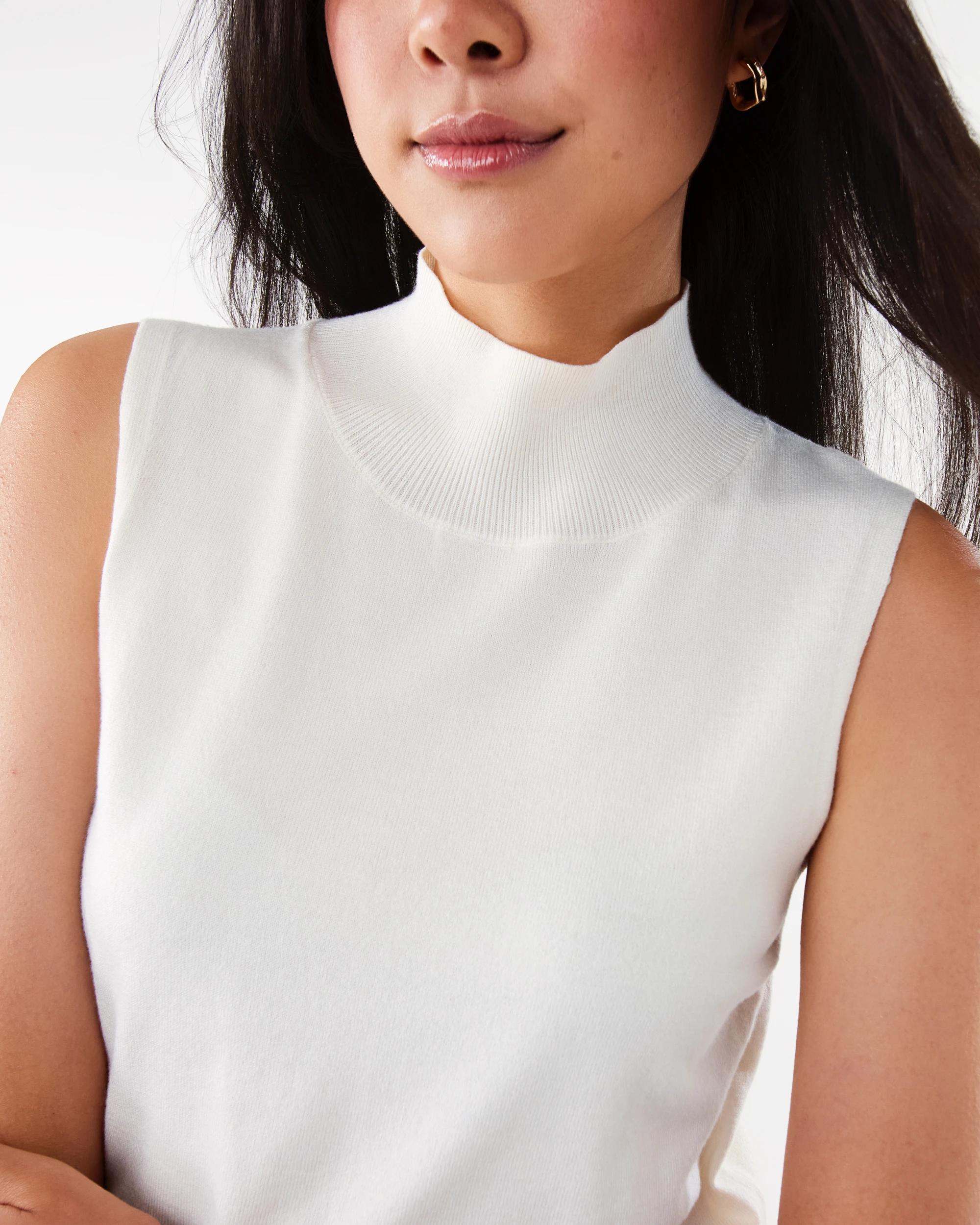 6 Sleeveless Roll Neck Top Cld White, 6 of 7