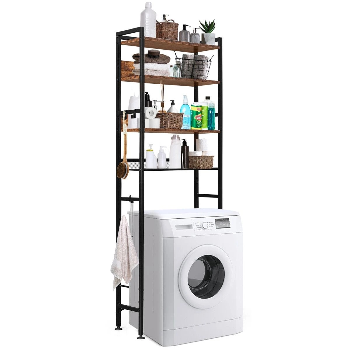 3 LUXSUITE 4 Tier Bathroom Shelf Rack Over Toilet Washing Machine Laundry Towel Organiser Shelves Space Saver Freestanding, 3 of 3
