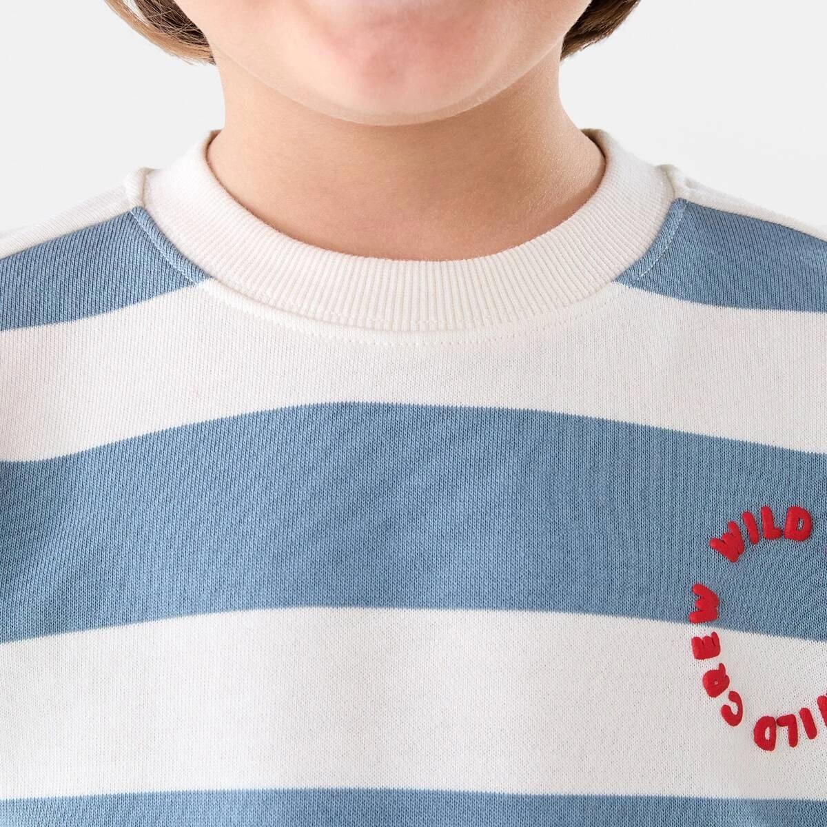 4 Stripe Oversized Crew Neck Sweatshirt Blu Stripe, 4 of 7