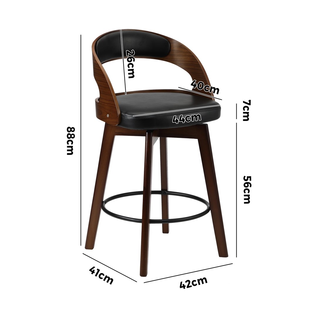 9 Oikiture 2x Bar Stools Kitchen Counter Stool Swivel Dining Chair Pu Leather
 - Black, 9 of 9