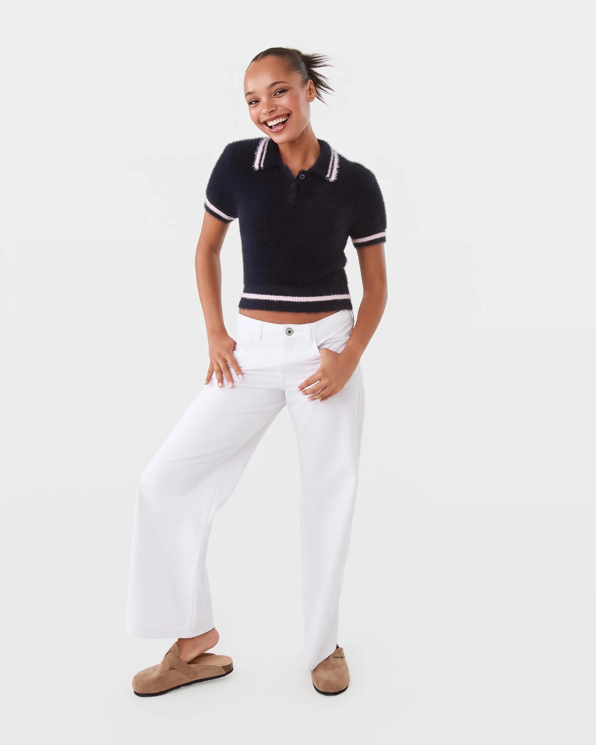 2 Eyelash Polo Top Navy Blaze, 2 of 9